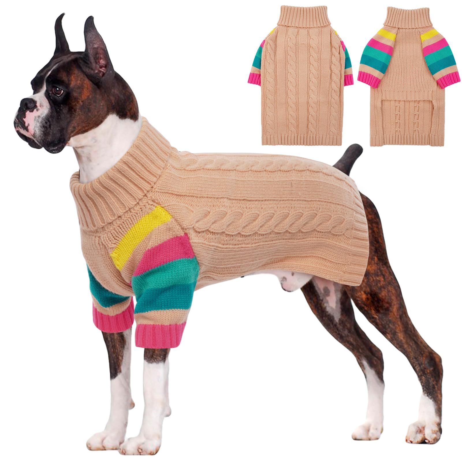Ouobob Sweaters For Large Size Dogs Winter, Turtleneck Extra Large Dog Sweater For Dogs Male Female, Thick Warm Christmas Dog Co