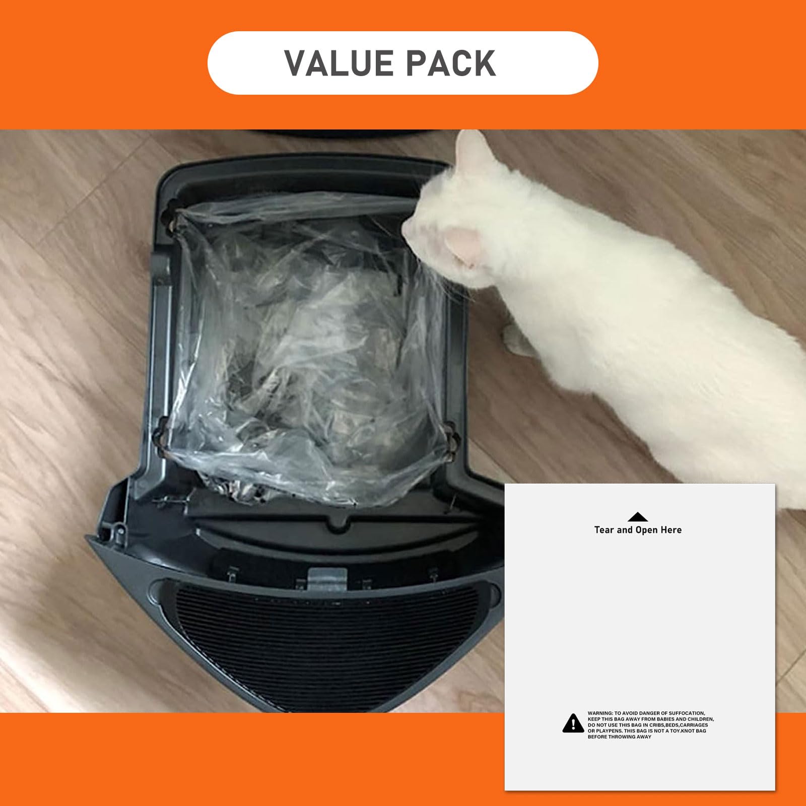 100 Pcs Waste Drawer Liners Compatible With All Litter Box Robot Models, 9-11 Gallons Replacement Liners, Custom Compatible With Litter Box Robot Waste Drawer