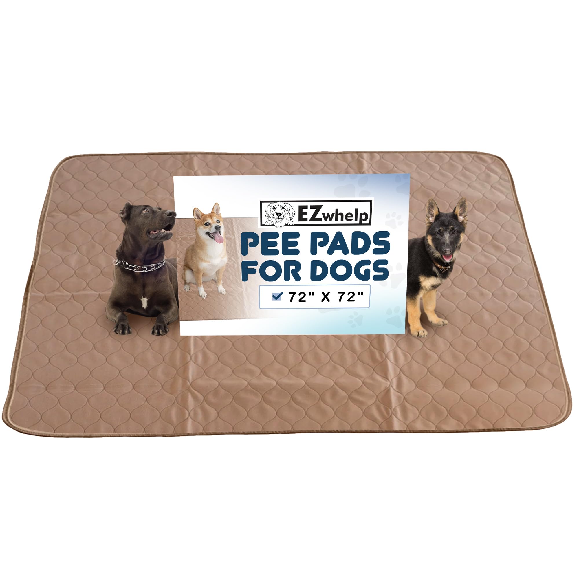 EZwhelp Reusable Dog Pee Pads - Waterproof Training Pads for Dogs - Washable & Sanitary - Rounded Corners - Laminated, Lightweig