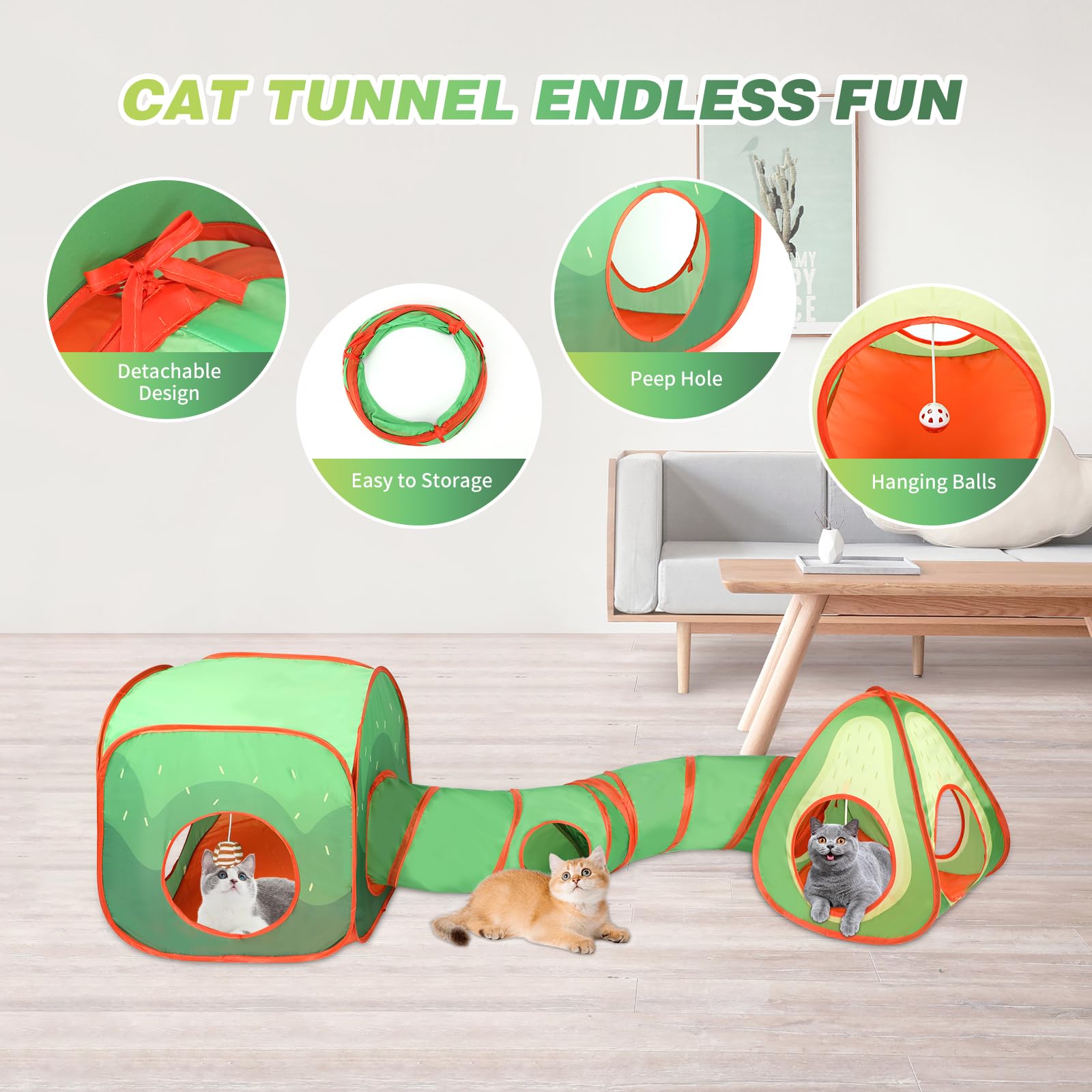 Rypet Cat Tunnels For Indoor Cats With Cube Tent, Interactive Collapsible Cat Tube And Foldable Cubes Playground For Hiding Hunt