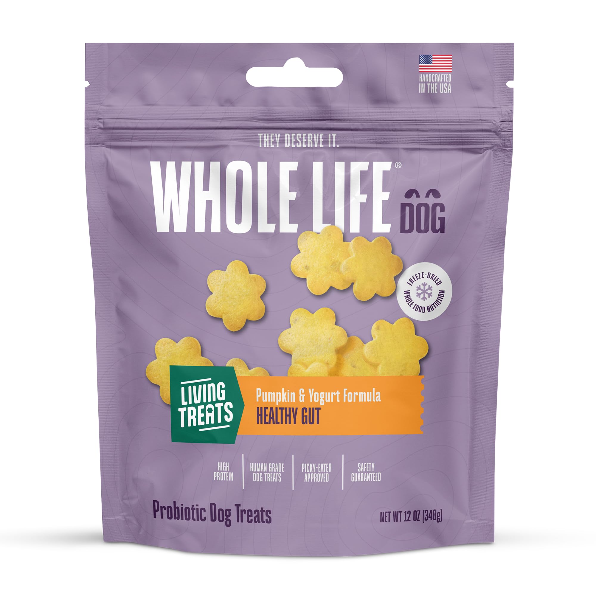Whole Life Dog Living Treats for Dogs - Human Grade Probiotics for Digestive & Gut Health, Canine Gas, Diarrhea, Vomit & Constip