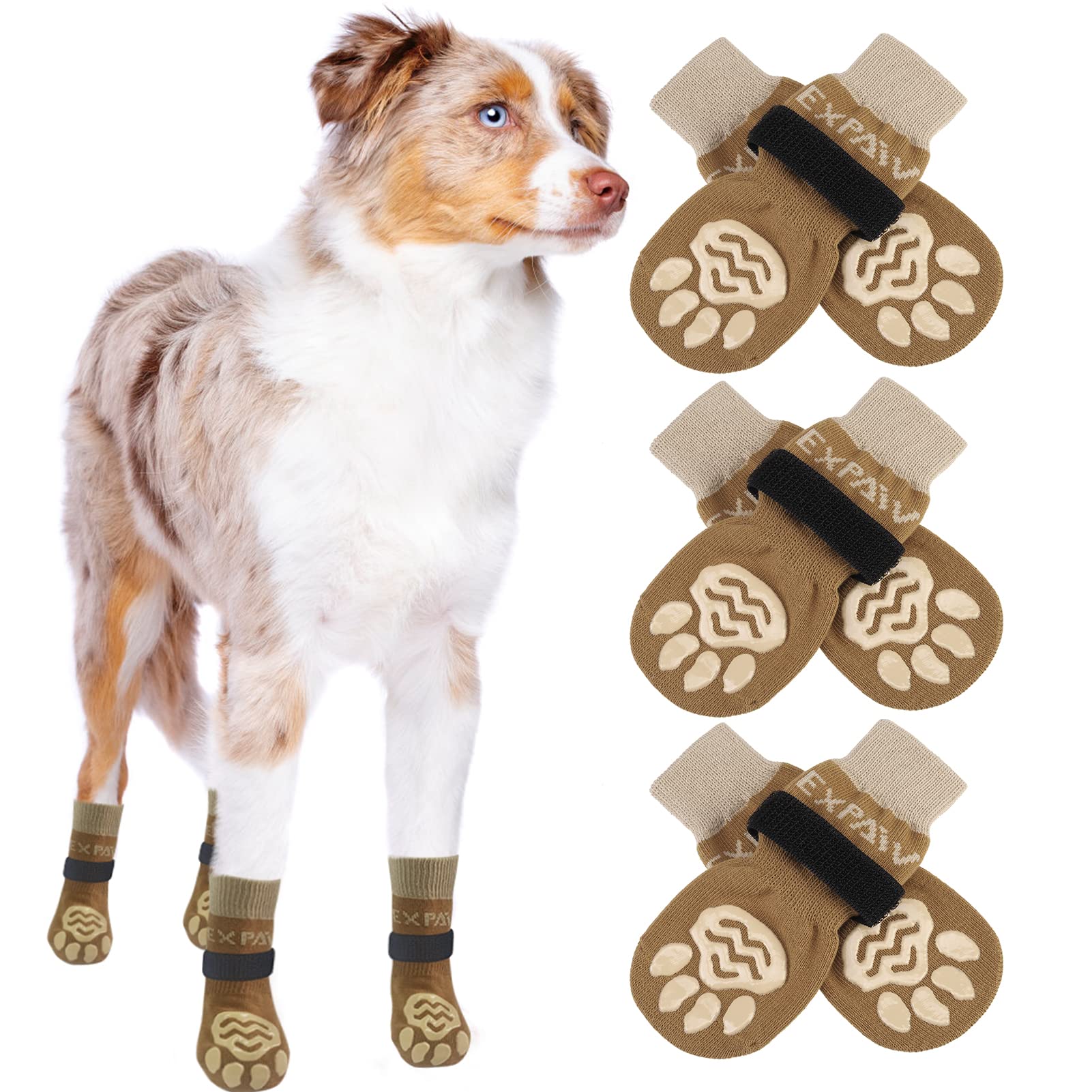 Expawlorer 6Pcs Anti-Slip Dog Socks To Prevent Licking Paws,Dog Shoes For Hot Pavement,Best Paw Protector Traction Control On Ha