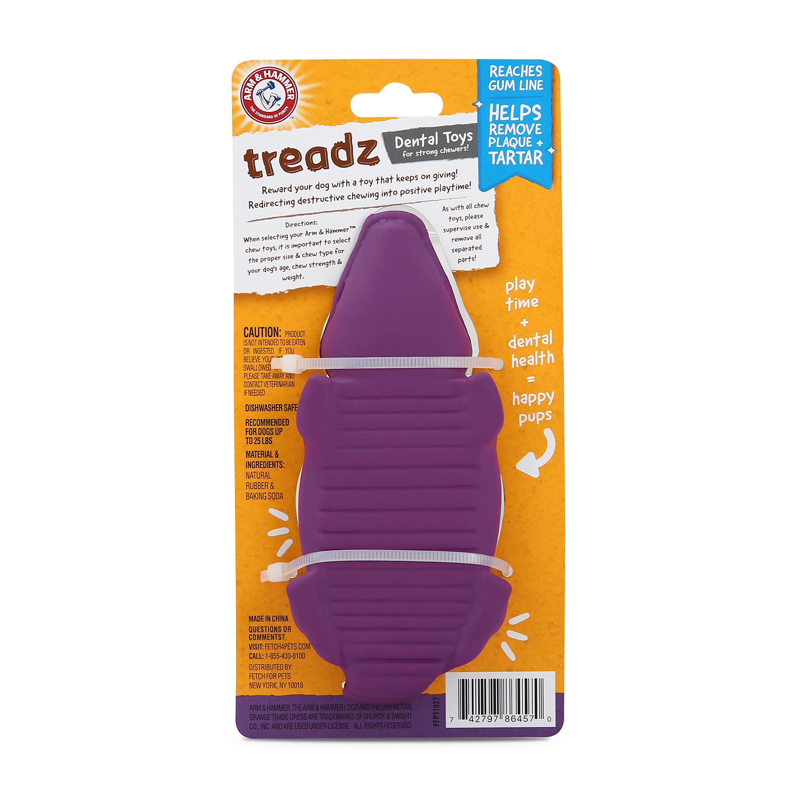 Arm & Hammer For Pets Super Treadz Mini Gator Dental Chew Toy For Dogs | Best Dental Dog Chew Toy | Dog Dental Chew Toys Reduce Plaque & Tartar Buildup Without Brushing | For Dogs Up To 25 Lbs