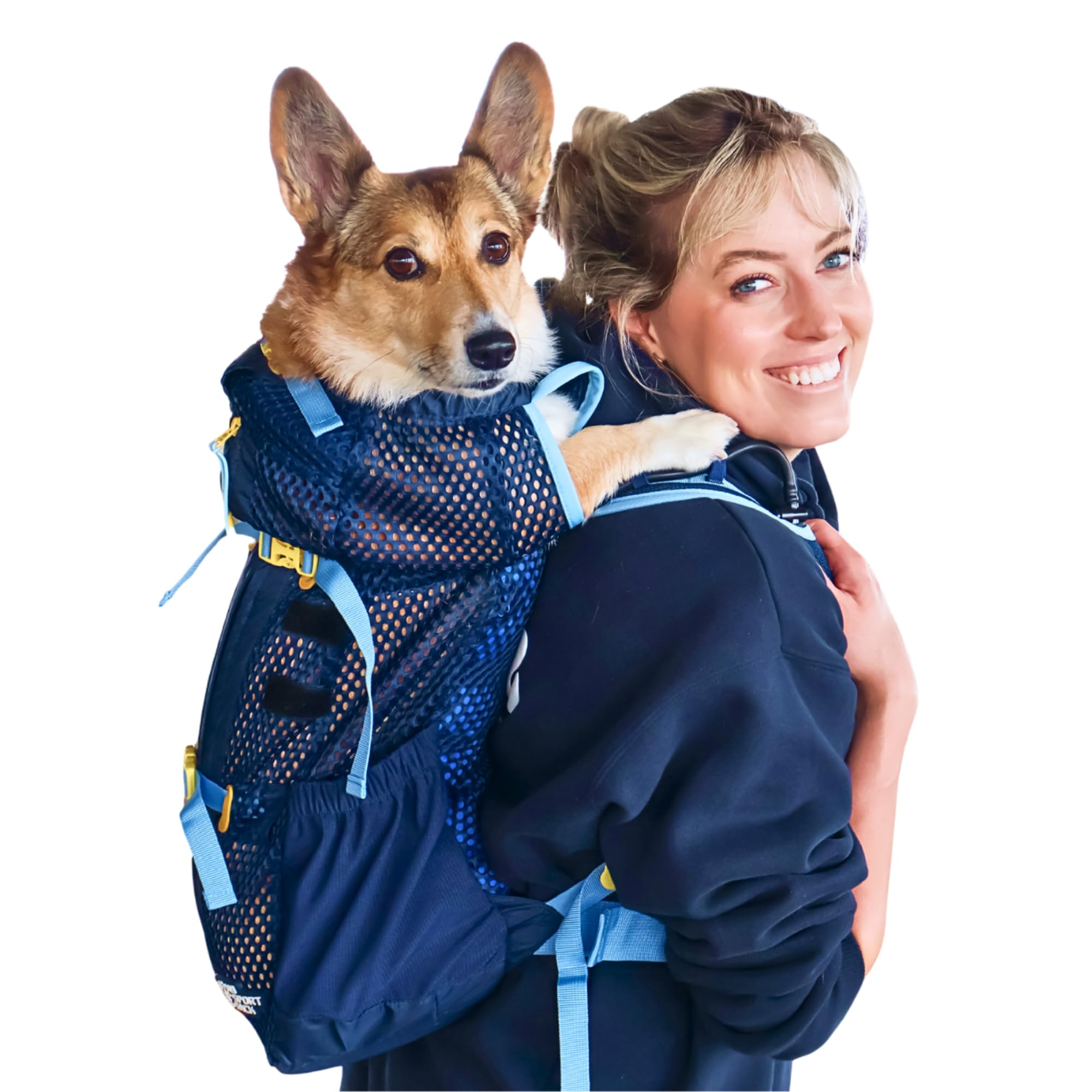 K9 Sport Sack Kloud - Medium, Blue - Ideal for Dogs with 17-19    Back Length - Ultra-Light Mesh Backpack Carrier with Inflatabl