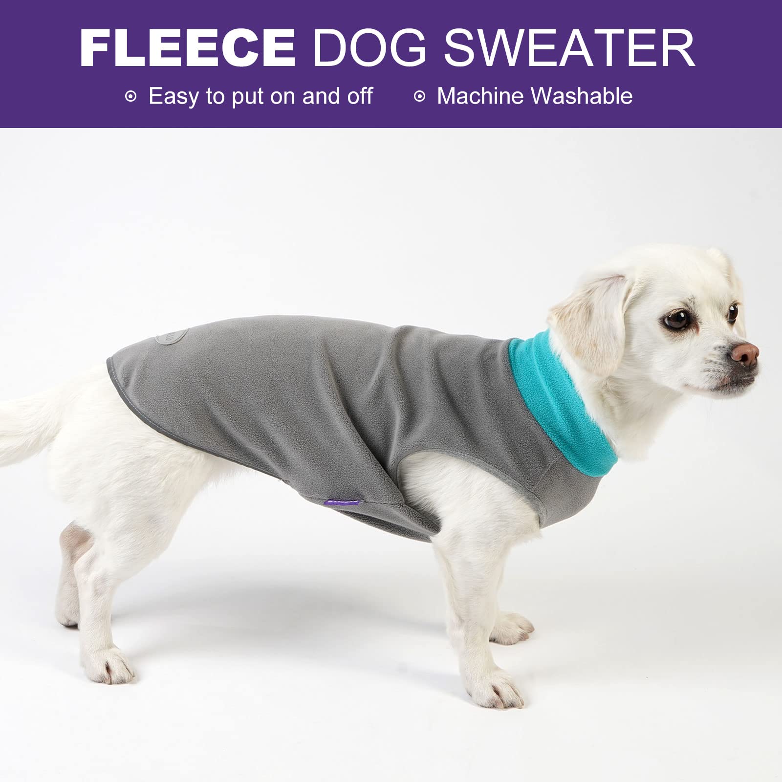 Cyeollo 2 Pack Fleece Dog Sweater Stretchy Reflective Stripe Sweatshirt Pet Clothes Lightweight Dog Sweaters For Small Dogs Boy