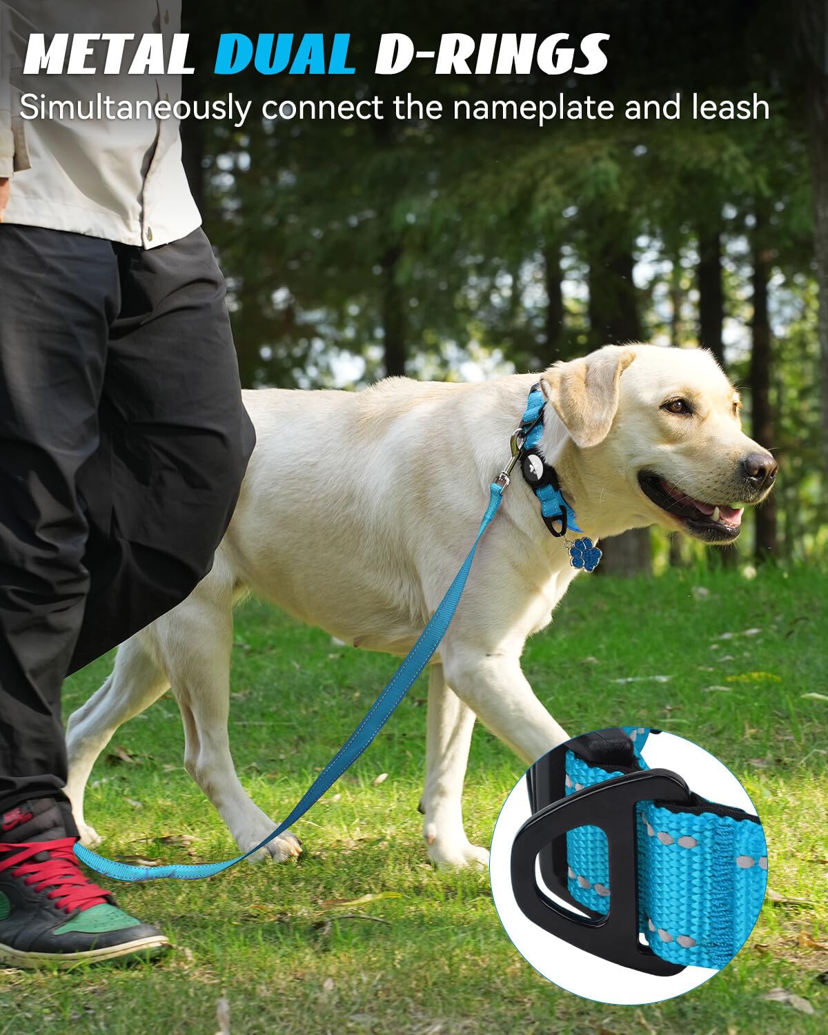 Joytale Airtag Dog Collar, Dual D-Rings, Reflective Pet Collar With Waterproof Airtag Holder, Soft Padded Adjustable For Extra S