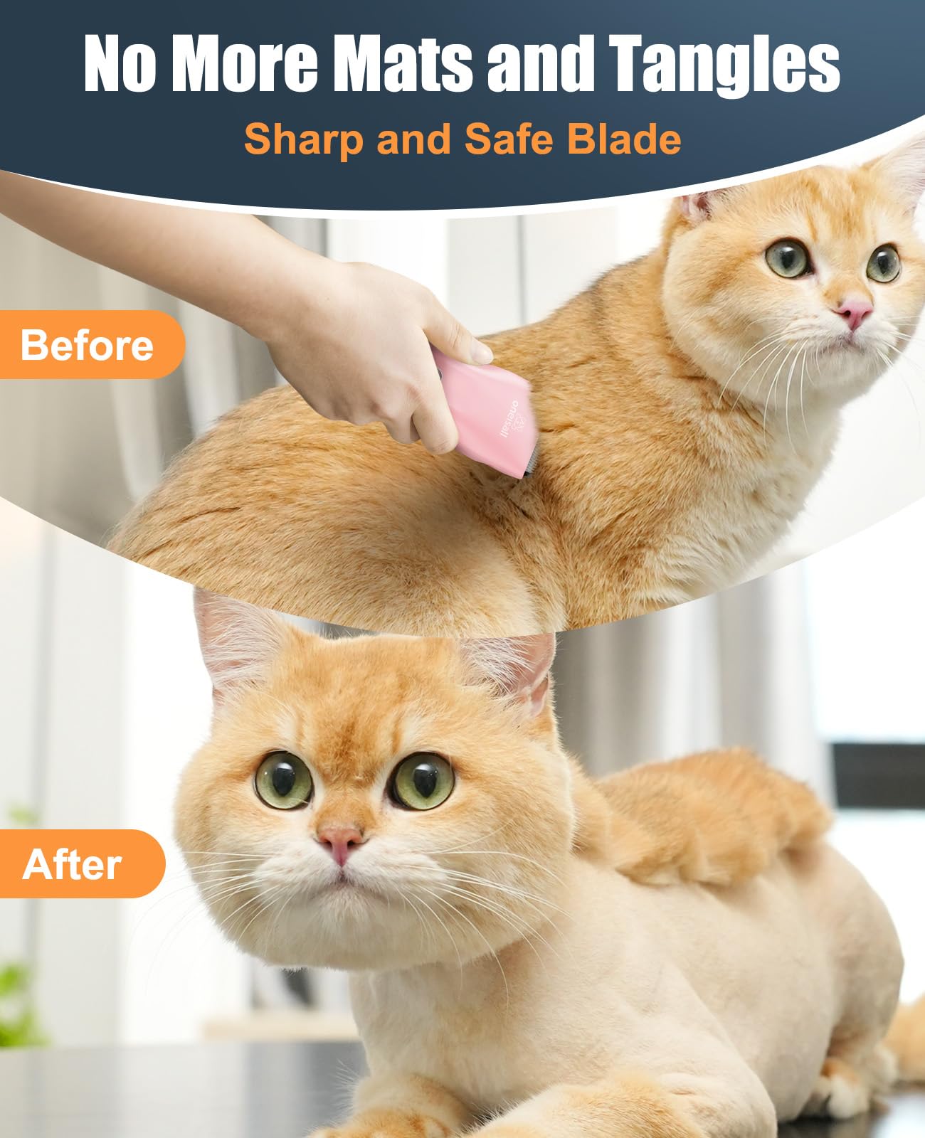 Oneisall Pet Clipper For Cat Matted Hair, Pet Shaver For Cats Quiet Pet Hair Clippers Cordless Cat Clippers For Matted Hair Cat Clippers For Long Hair