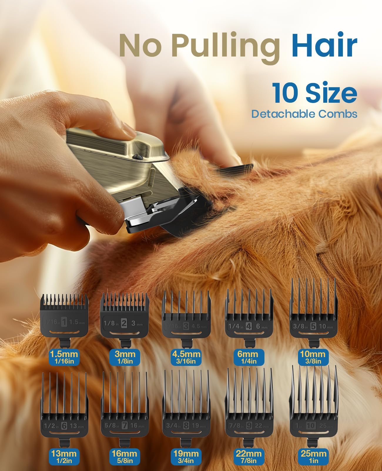 oneisall Dog Clippers for Grooming for Thick Heavy Coats/Low Noise Rechargeable Cordless Pet Shaver with Stainless Steel Blade/W
