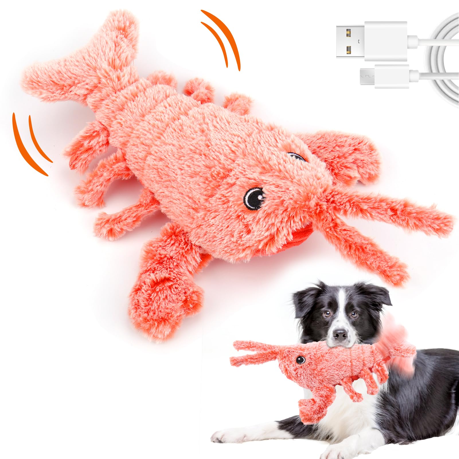 Mity Rain Interactive Dog Toys - Wiggly Lobster For Small Medium Large Dogs, Moving Pet Toy To Keep Them Busy For Boredom, Flopp