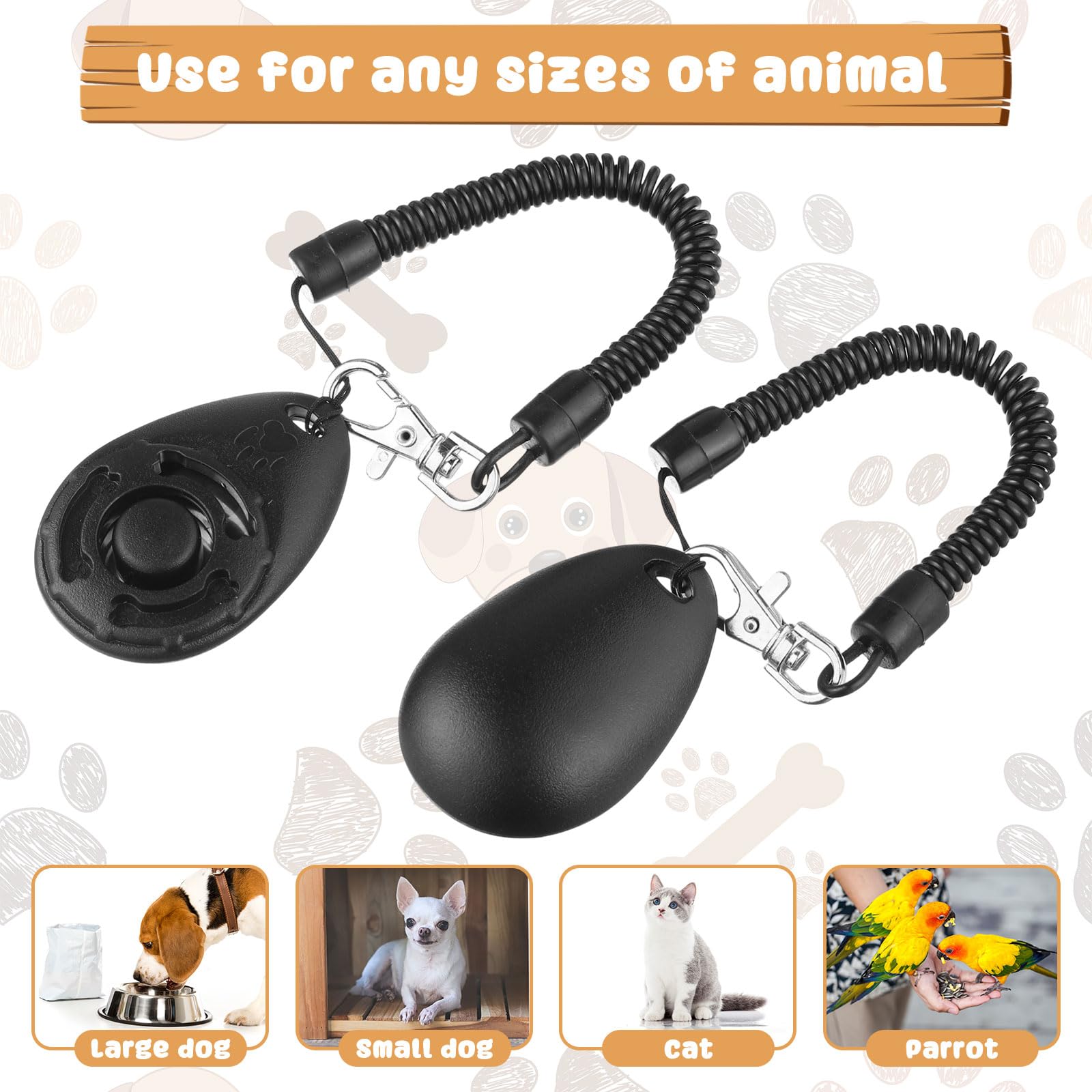 Frienda 18 Pieces Dog Training Clicker, Pet Behavioral Training Clickers With Wrist Strap For Dogs Cats Puppy Birds Horses(Black