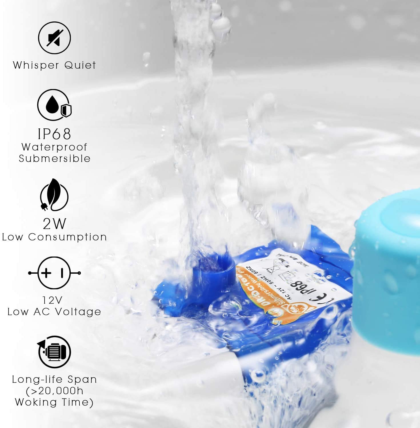 Ipettie Tritone Ceramic Cat Water Fountain, Heavy-Duty Waterer For Pets, 2.1 Liters / 2.2 Quart Filtered Water Purifier With Replacement Filters And Foam, White