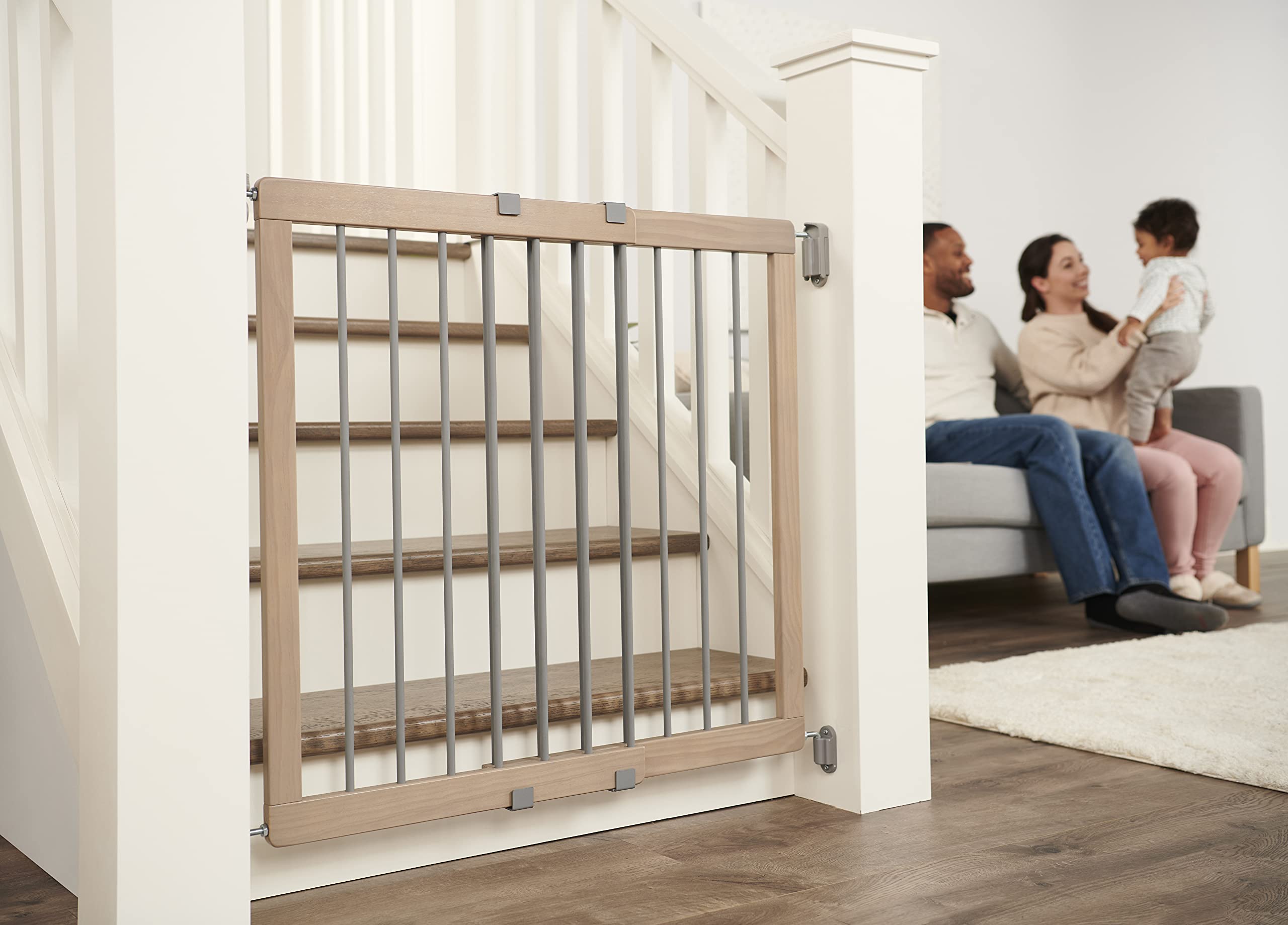 Regalo Heritage And Home Wooden Extra Wide Stairway And Hallway Walk Through Baby Safety Gate With Mounting Kit