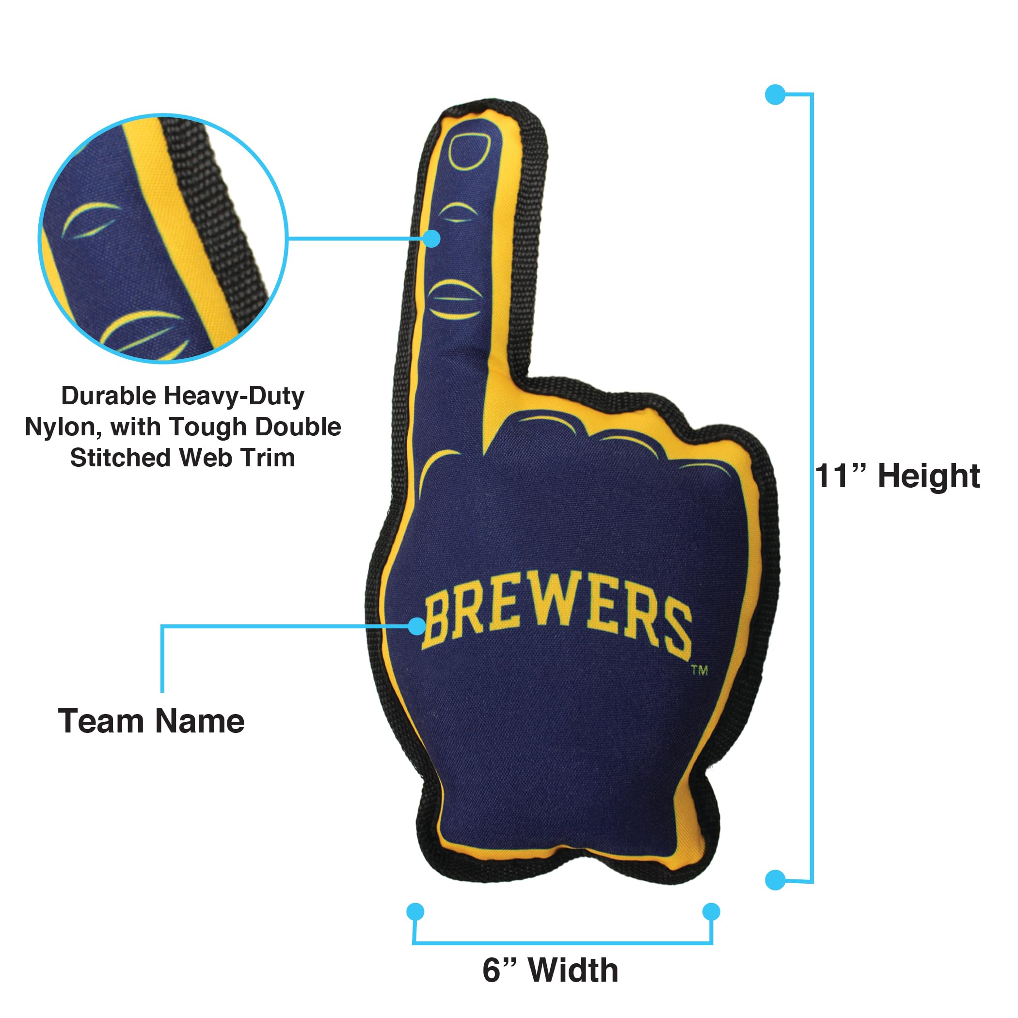 Pets First Mlb Milwaukee Brewers #1 Fan Toy. Best Sports Dog Toy With Double Stitched Trim And Tough Nylon Material Filled With