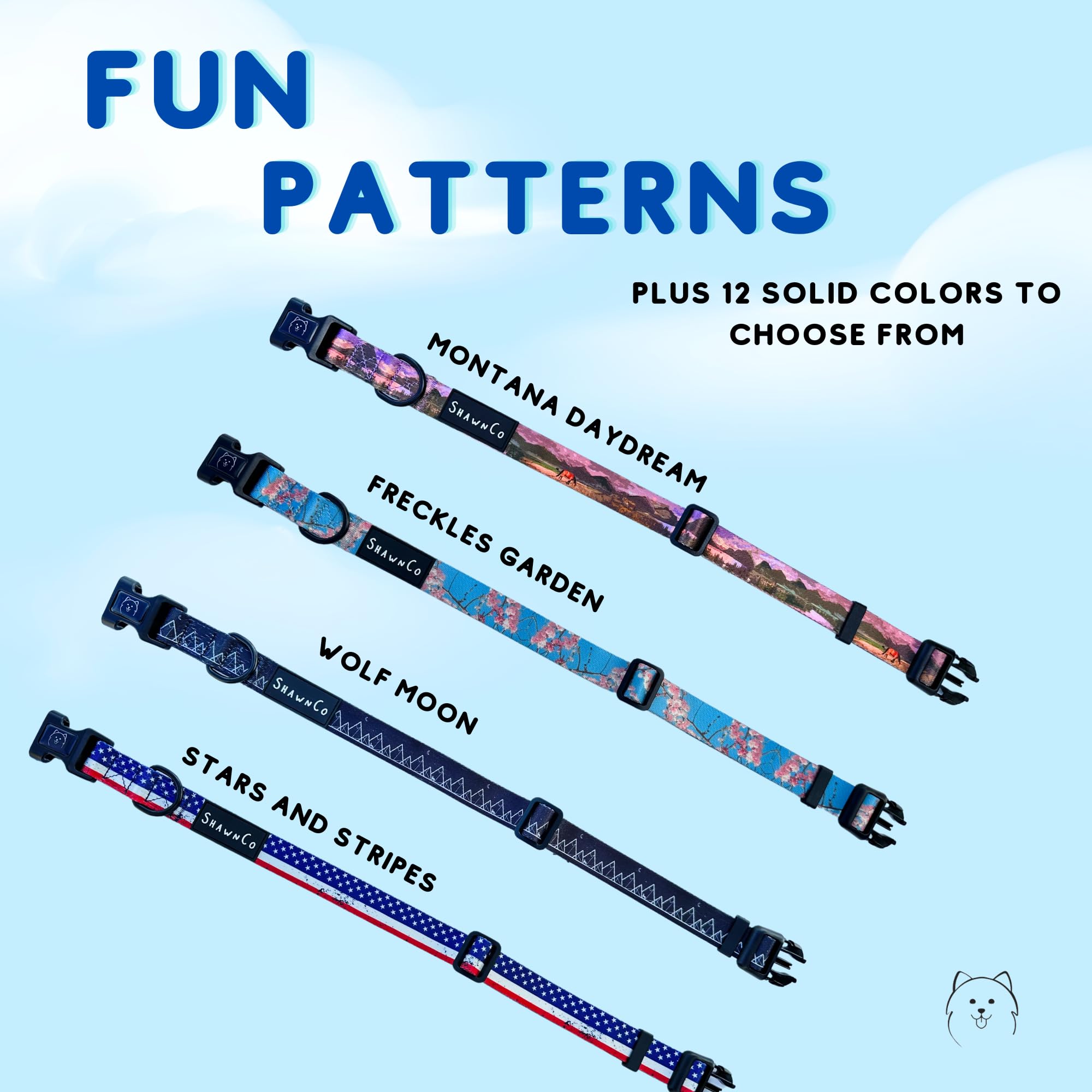 ShawnCo Dream Walk Dog Collar- Premium, Adjustable and Comfortable Pet Collar for Small, Medium, Large and Extra Large Dogs (Ele