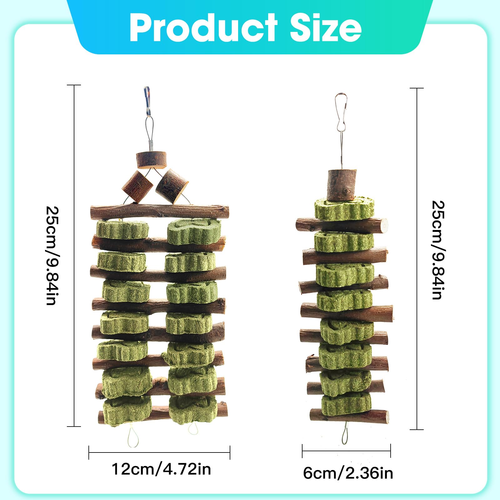 Wdefun Natural Peach Wood Clover Cake Teeth Grinding Toy String - Rabbit Snack Chewing Toy, Safe And Durable Pet Teeth Grinding