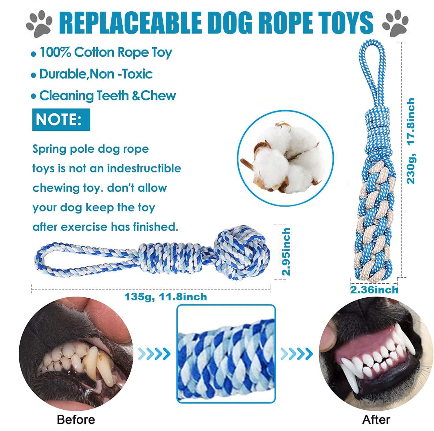 TUAHOO Outdoor Hanging Bungee Dog Toy, Interactive Tether Tug of War Toy for Pitbull Small to Large Breeds, Tree Tugger Rope wit