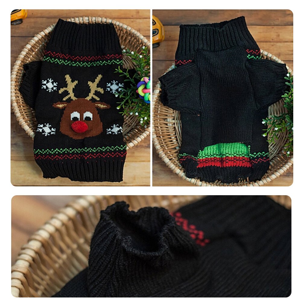 NACOCO Pet Holiday Festive Deer Reindeer Cat Sweater Dog Sweater Winter Clothing Teddy Poodle Autumn Winter Clothes Pet Clothes