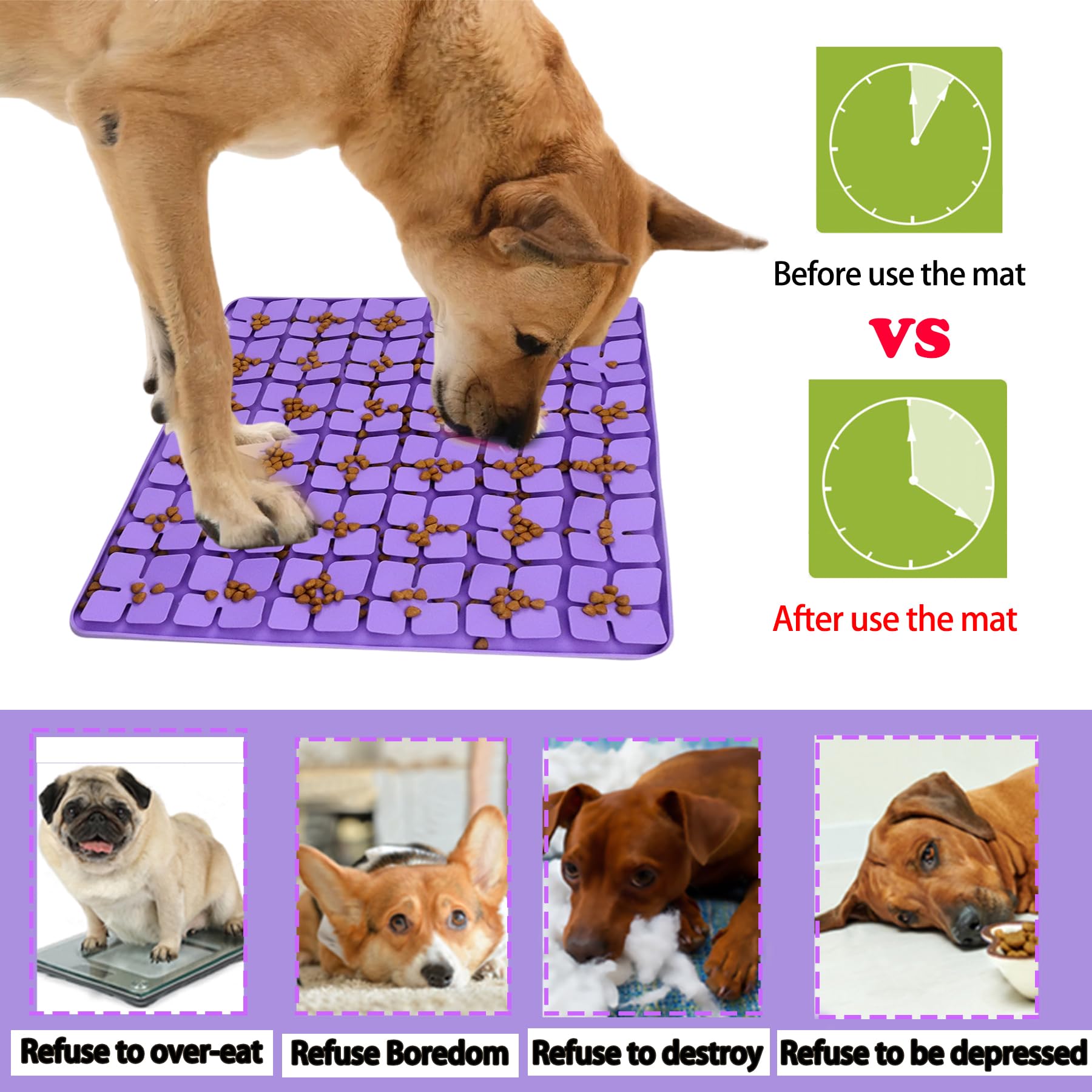 Femont Silicone Snuffle Mat for Large Dogs,Slow Feeder Lick Mat for Pet Slow Down Eating,Encourages Natural Foraging Skill,Relie