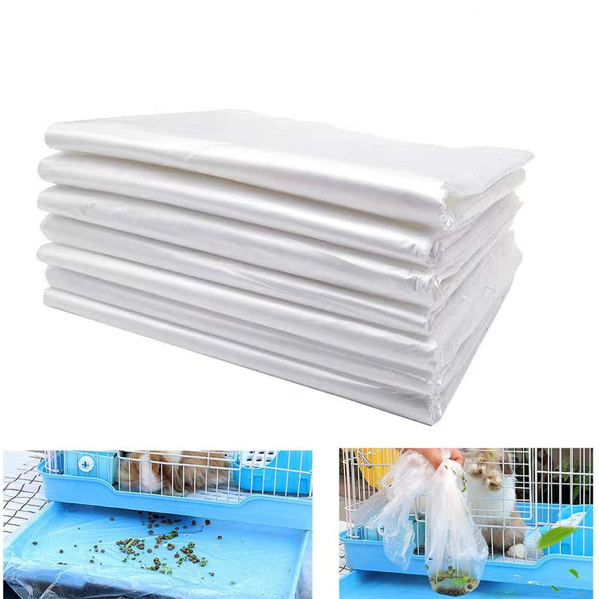 Kathson 100 Pcs Rabbit Cage Liners Disposable Large Plastic Mat Films For Bunny Guinea Pigs Chinchillas Rats Hamsters Hedgehogs 