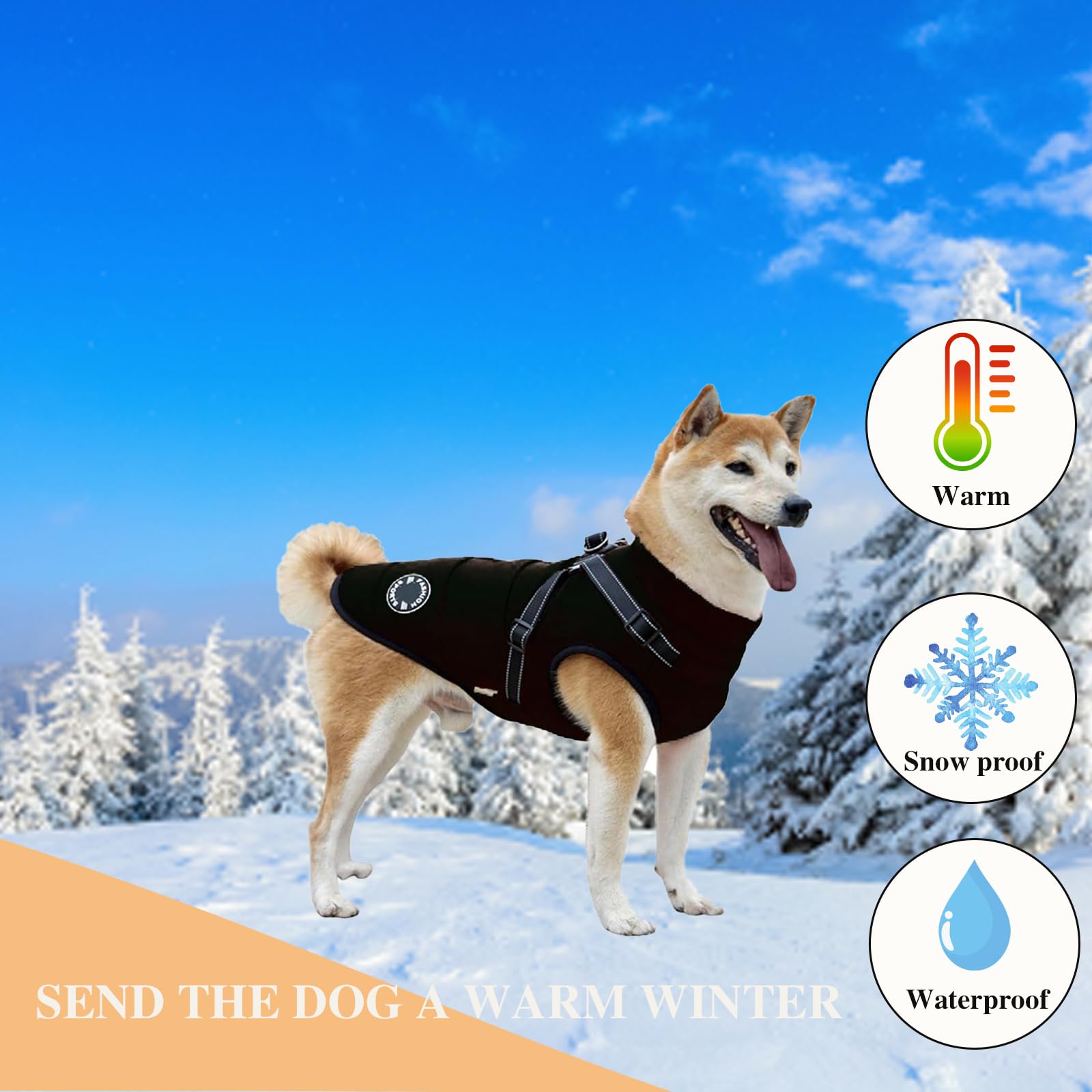 Furry King Dog Winter Coat With Harness, 7 Colors, Waterproof, Fleece Lined. (Purple, 4Xl)