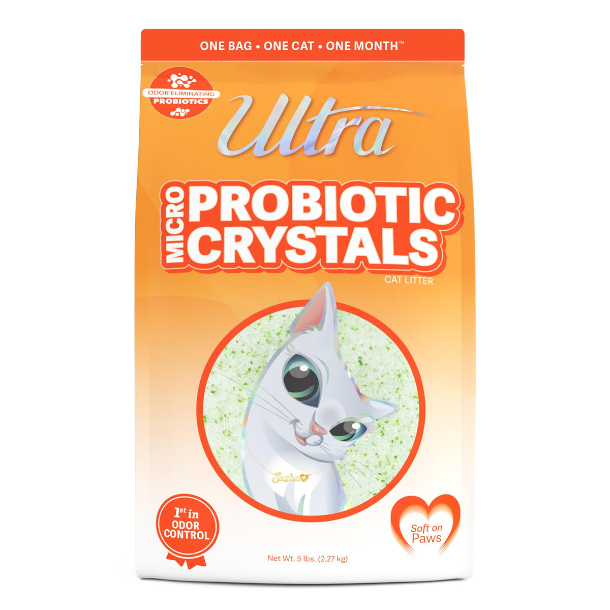 New Ultra Probiotic Micro Crystals Cat Litter - 99.9% Dust Free, Soft On Paws, Fragrance Free - 5 Lbs.