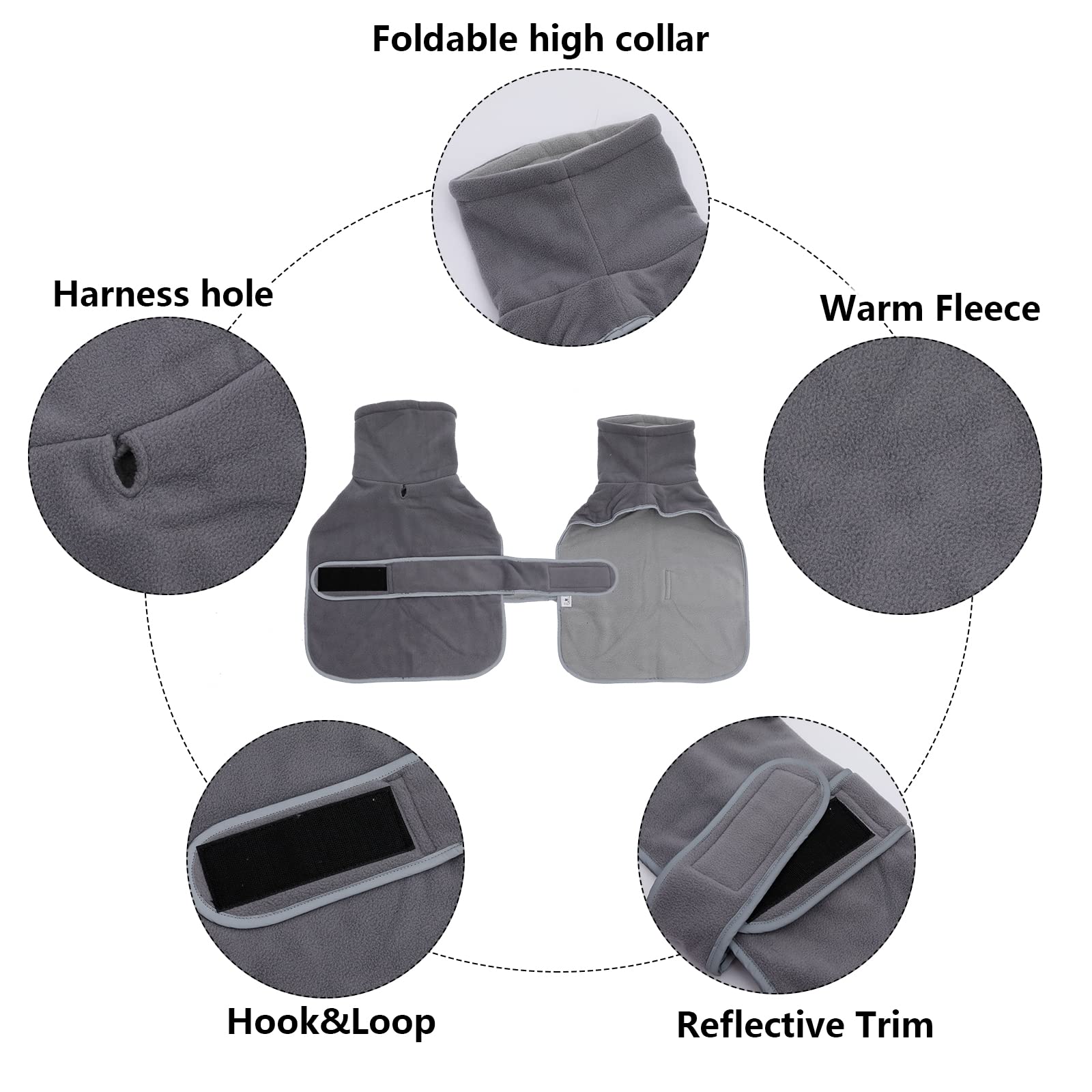 Dog Jacket, Dog Coat Perfect For Dachshunds, Dog Winter Coat With Padded Fleece Lining And High Collar, Dog Snowsuit With Adjustable Bands-Gray-L