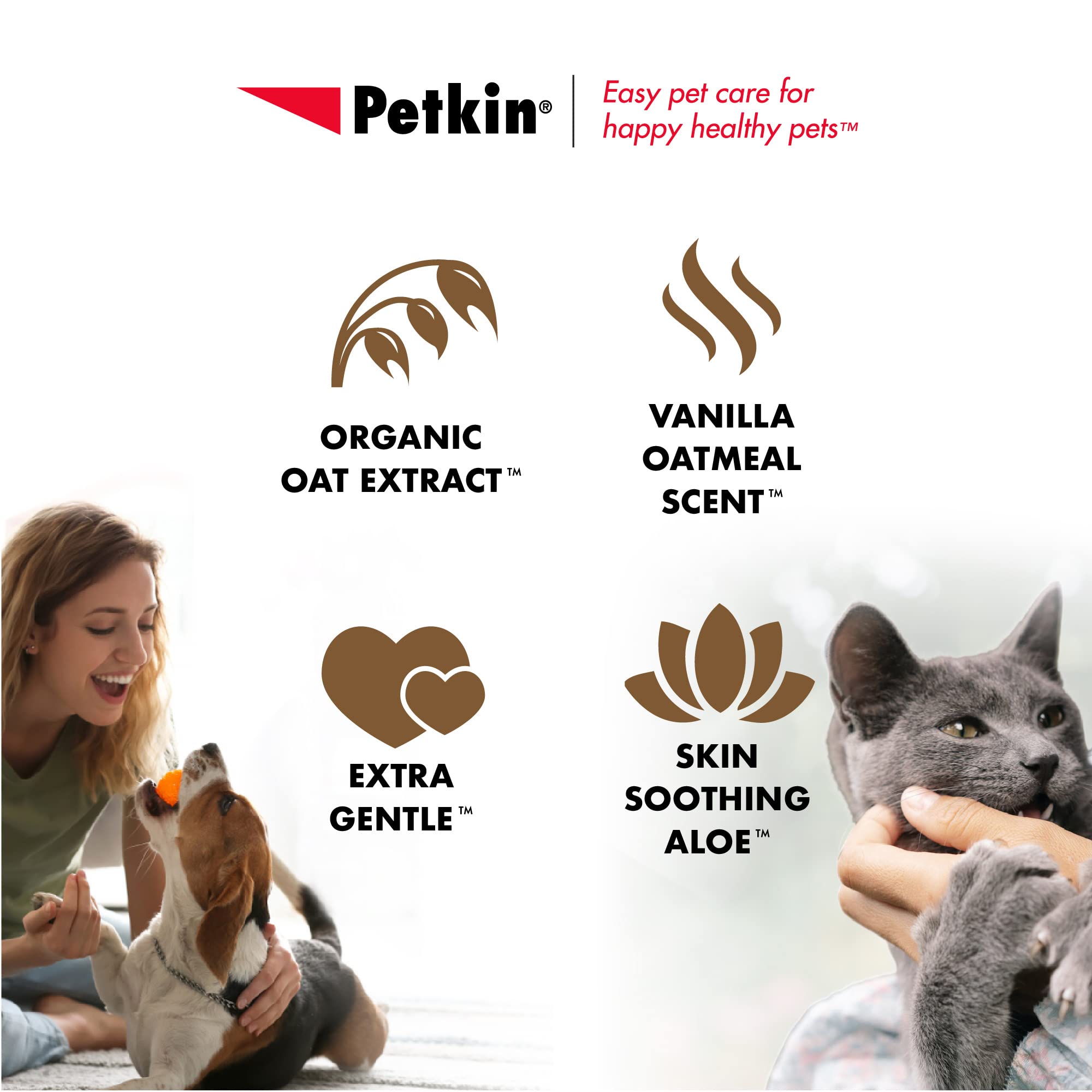 Petkin Pet Wipes For Dogs And Cats, 200 Wipes (Large) - Oatmeal Pet Wipes For Dogs And Cats - Soothes Itchy Dry Skin And Cleans