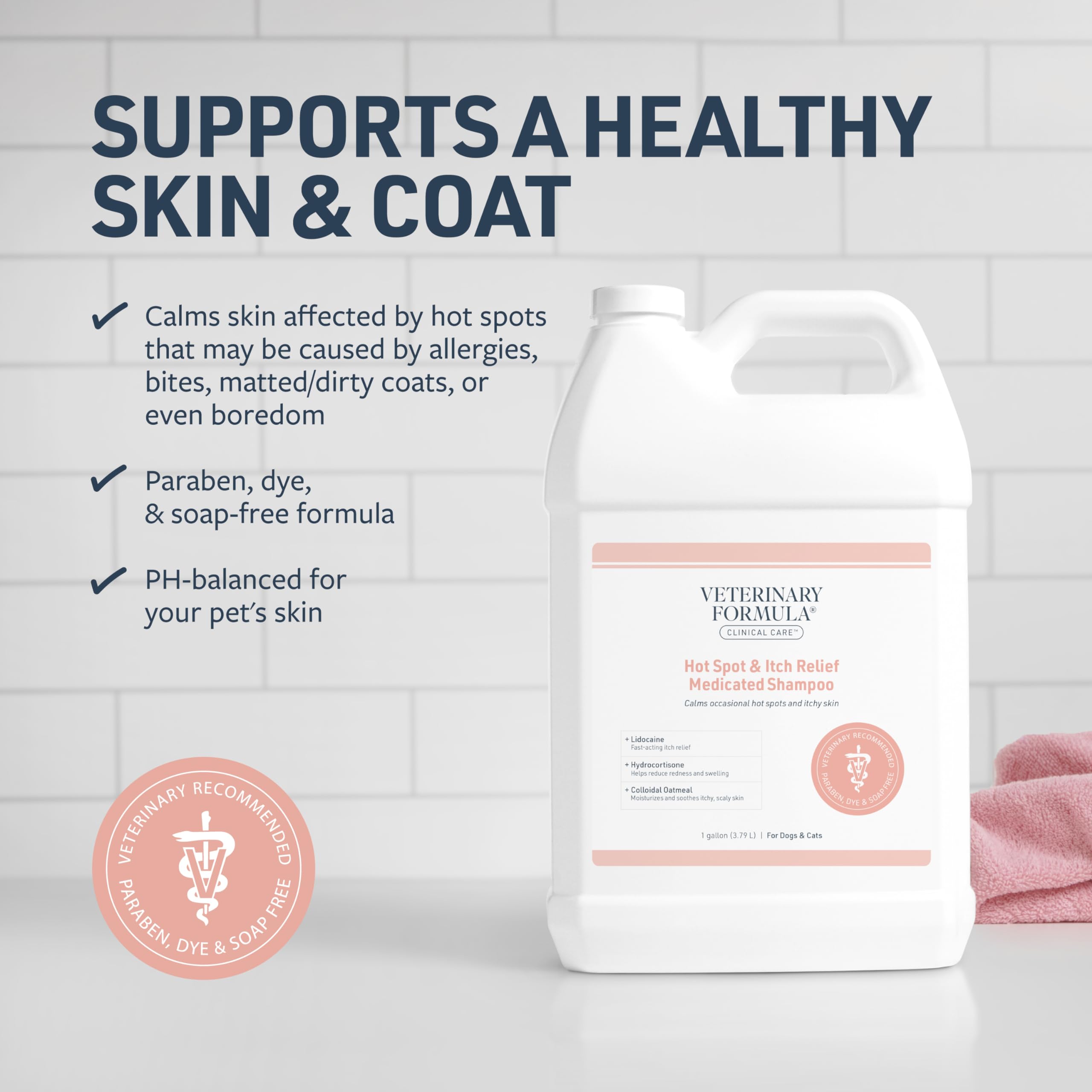 Veterinary Formula Clinical Care Hot Spot & Itch Relief Medicated Shampoo For Dogs And Cats 128Oz - Helps Alleviate Sensitive Sk