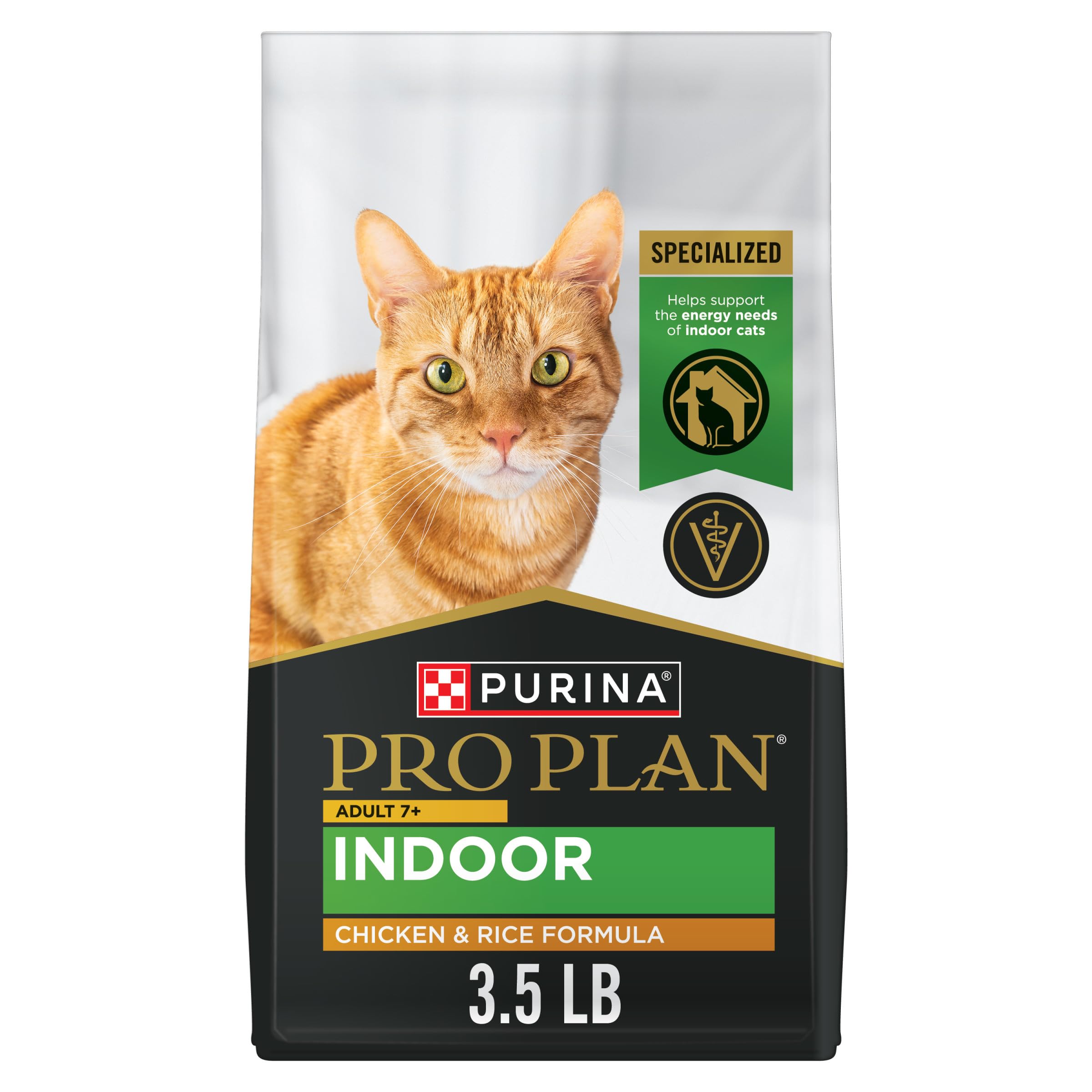 Purina Pro Plan Adult 7 Plus Indoor Chicken and Rice Formula High Protein Cat Food - 3.5 lb. Bag