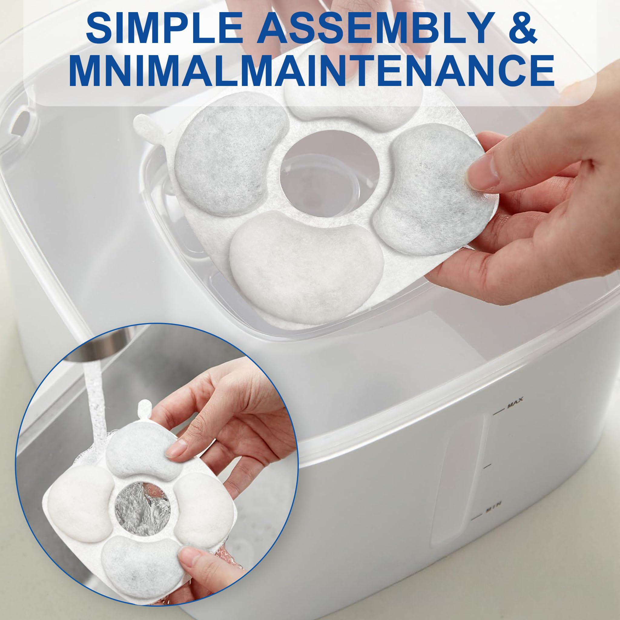 24 Pcs Cat Water Fountain Filters, 12 Pack Filters 12Pack Pre-Filter Sponges Replacement compatible with VEKEN for 95oz/2.8L, 67