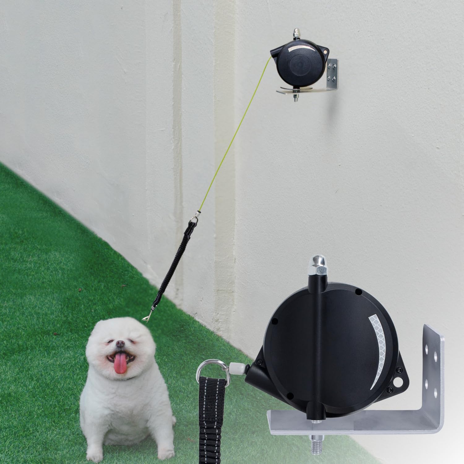 Heavy Duty Wall Mount Retractable Dog Tie Out Cable For Small To Large Dogs-No Tangle Tie Out Rope For Secure Yards/Garden-Heavy