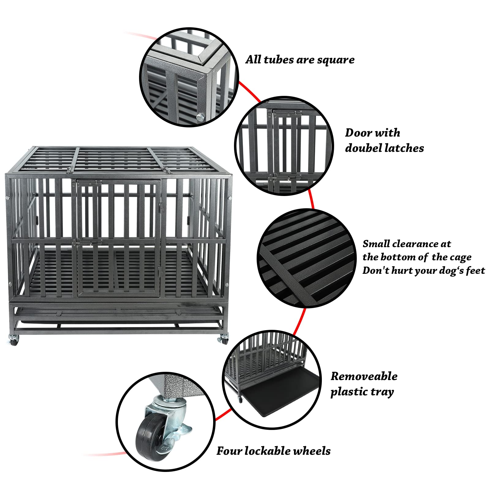 37Inch Heavy Duty Dog Cage Kennel Strong Metal Dog Cage