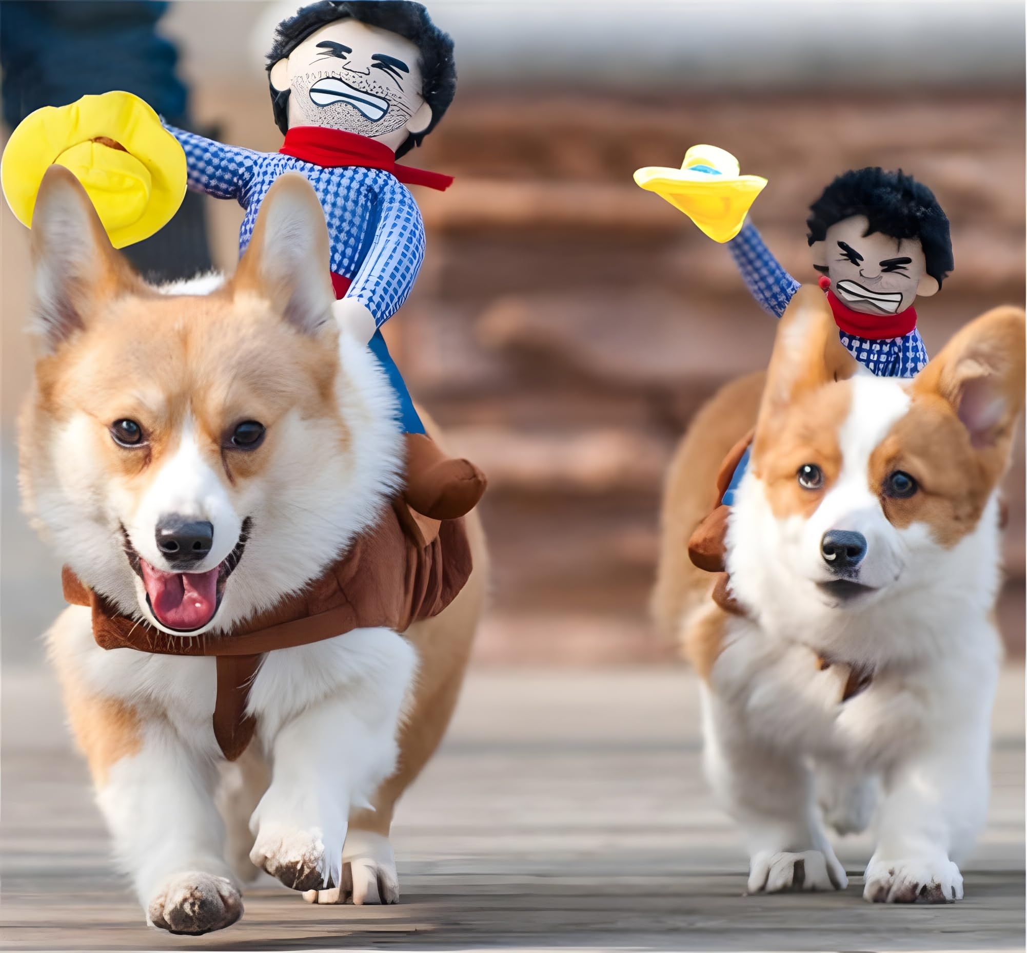 Delifur Dog Halloween Costume Funny Dog Cowboy Riding Costume Pet Costume Cat Suit Cowboy Rider Style For Small Medium Large Dogs (X-Large)