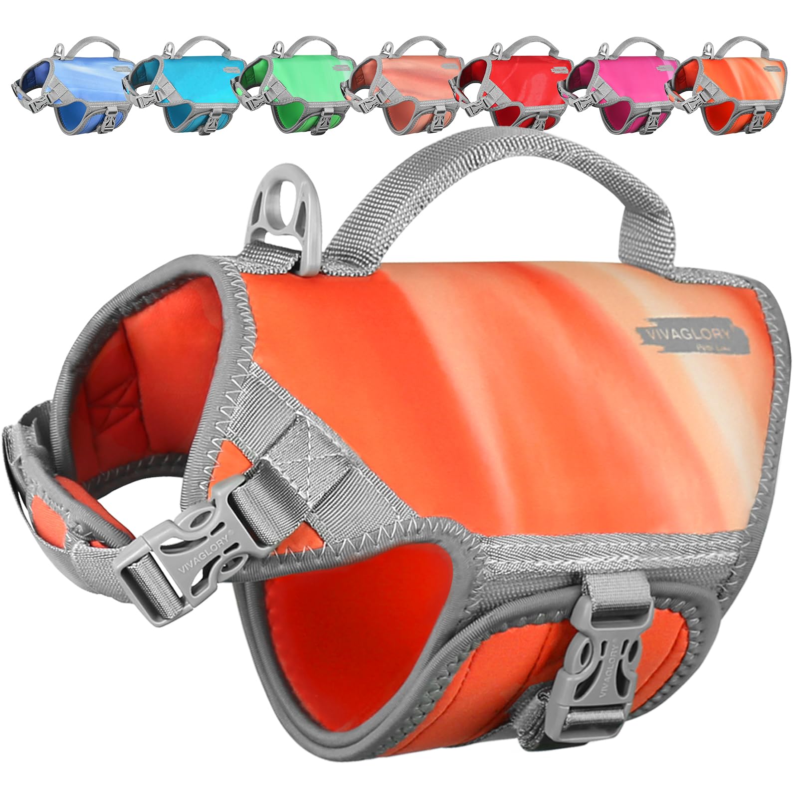Vivaglory Neoprene Dog Life Jacket Puppy Life Jacket For Boating Hunting & Swimming, Lightweight With Leash Ring, Xs, Orange Sun