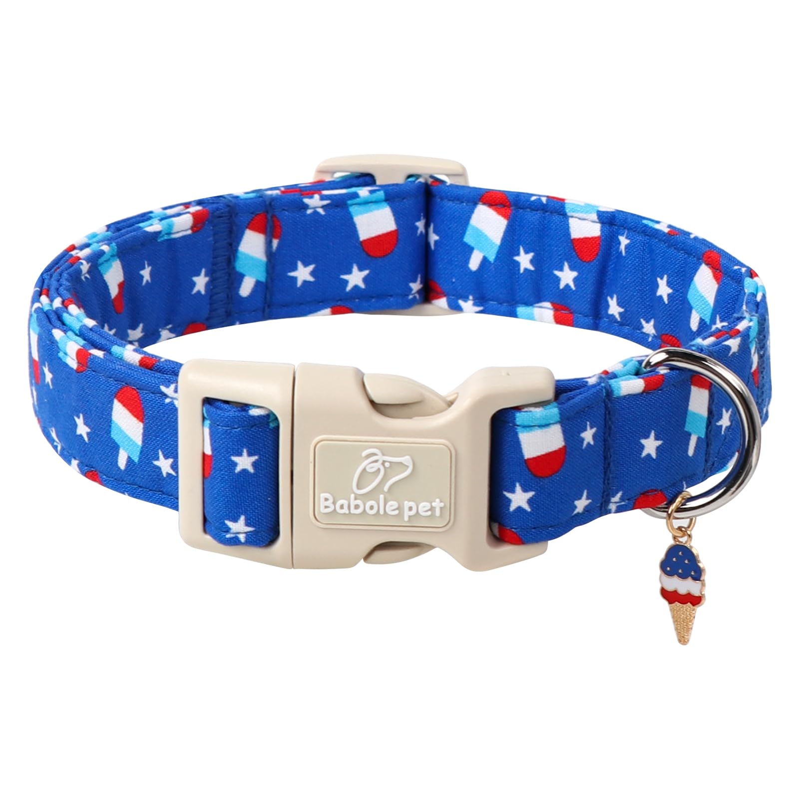 Babole Pet 4Th Of July Dog Collar, Summer Popsicle Patriotic Dog Collars For Small Dogs, Adjustable Lightweight Quick-Release Bu
