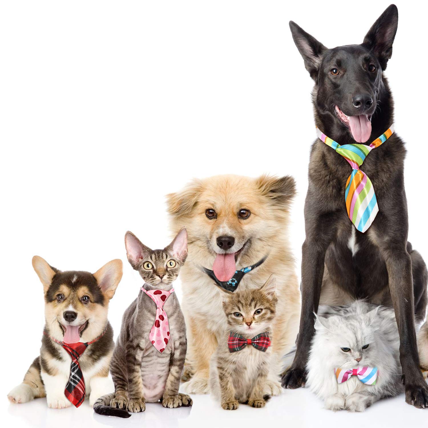 Frienda 20 Pieces Dog Ties Assorted Small Pet Bow Ties Festival Neckties with Adjustable Collar for Dog Cat Grooming Accessories