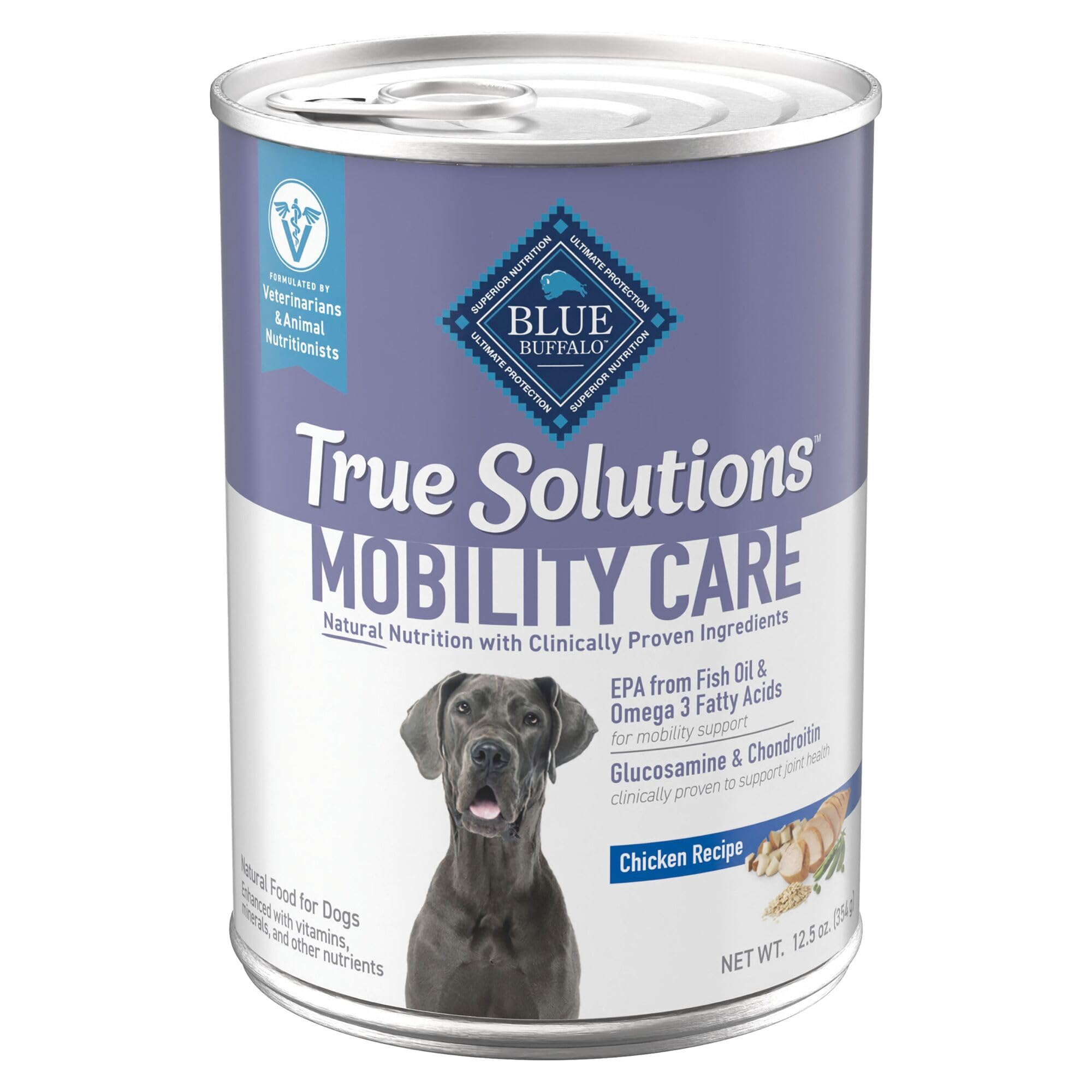 Blue Buffalo True Solutions Mobility Care Wet Dog Food for Adult Dogs, Made with Natural Ingredients, Chicken, 12.5-oz. cans (12