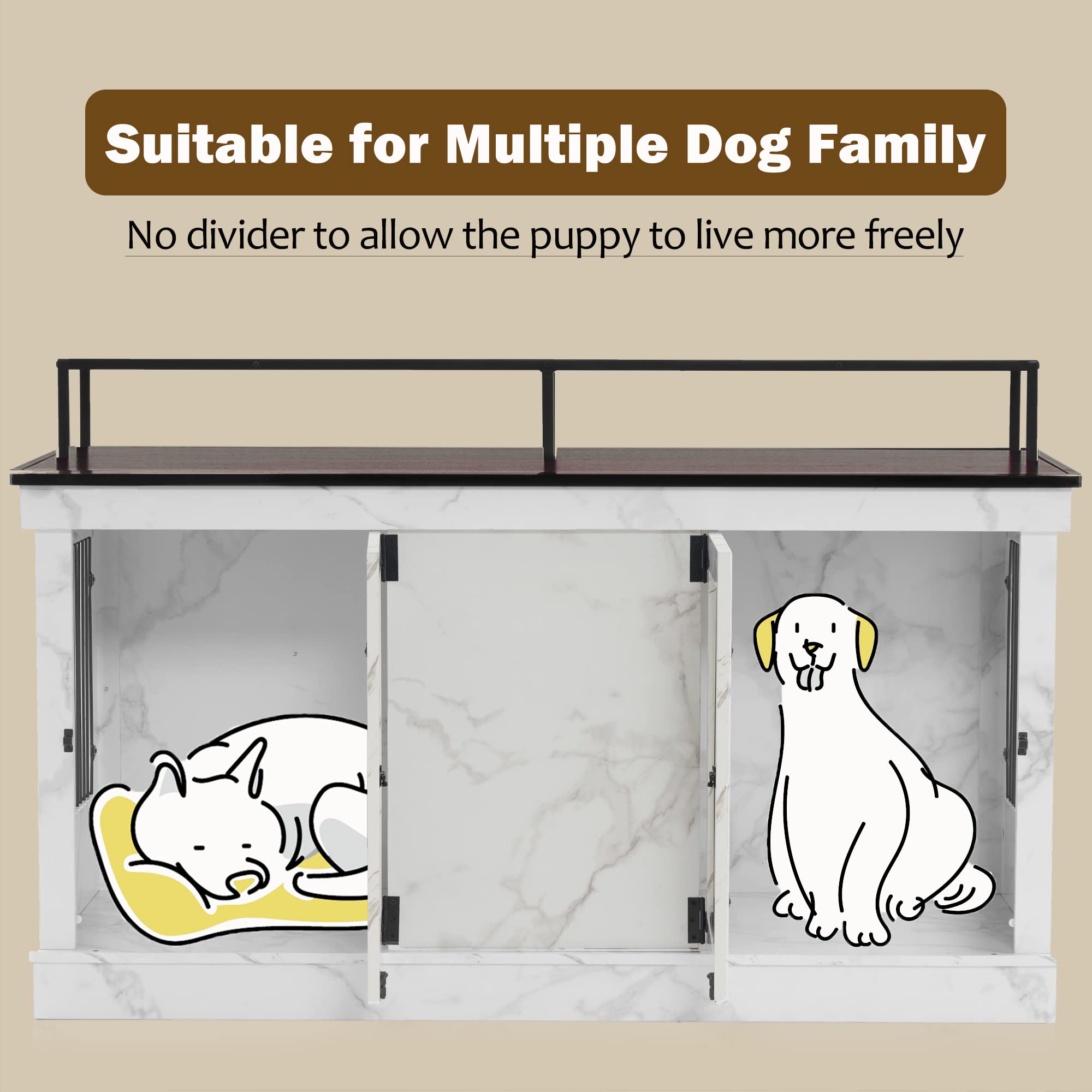 MCombo Large Dog Crate Furniture TV Stand, Wooden Pet Kennel with Double Doors, Indoor Furniture Style Dog House End Table, 1861