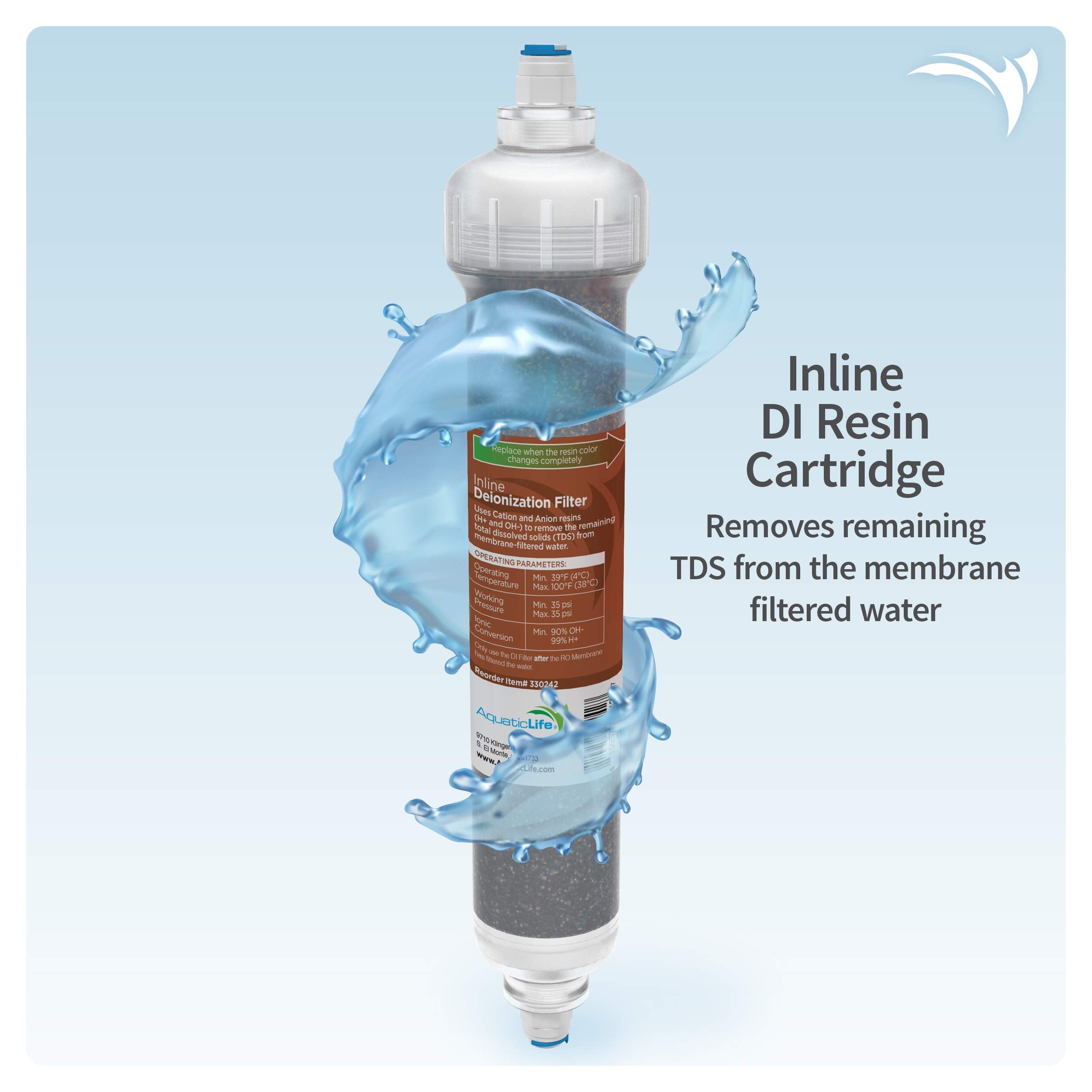 Aquatic Life Ro Buddie Cartridge 3-Pce Bundle, 1-Color Changing Mixed Bed Di Resin Cartridge, 1- Sediment Cartridge, 1-Carbon Ca