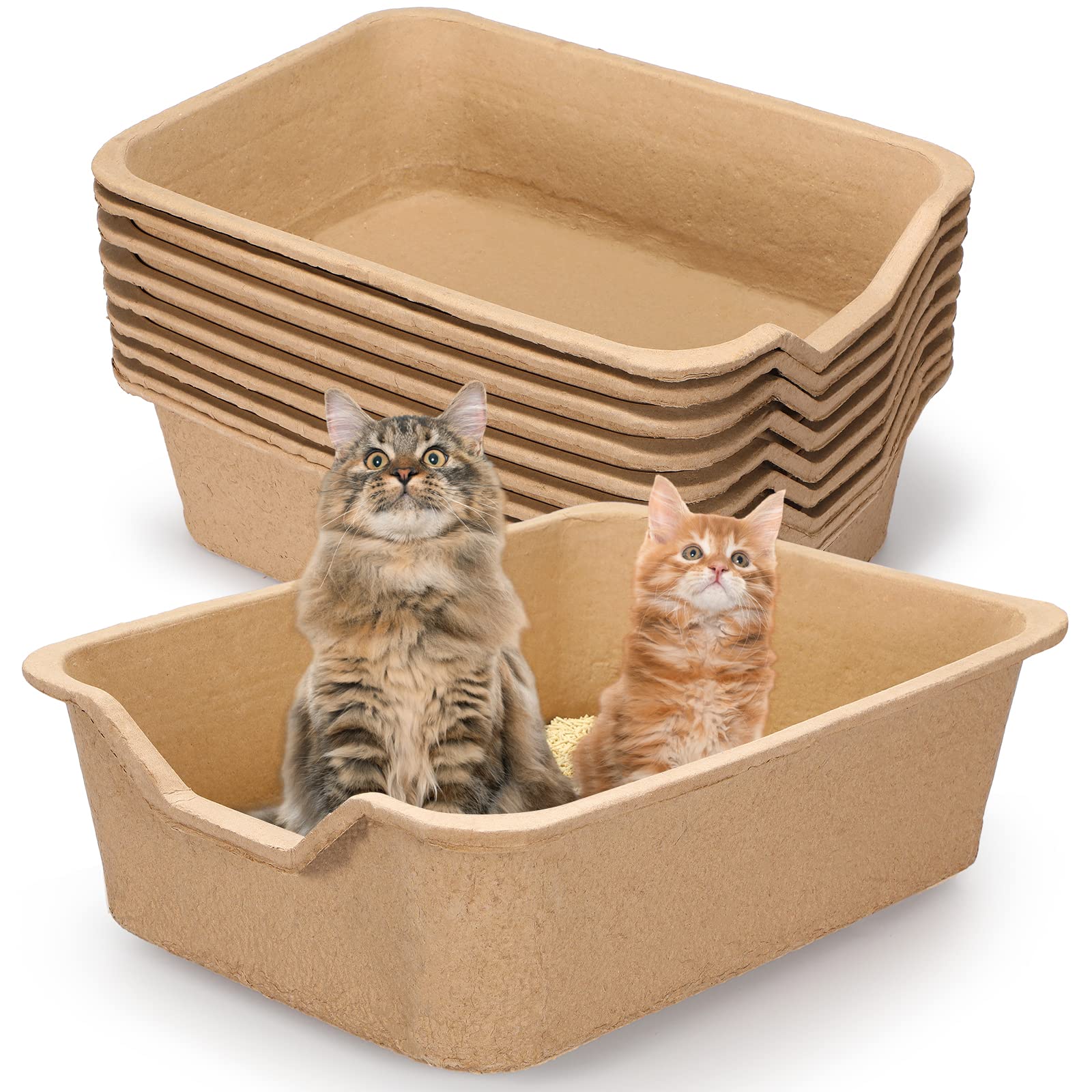 Harloon 10 Pack Extra Large Disposable Cat Litter Box 22.4 X 17.9 X 6.9'' Paper Cat Litter Tray Pet Litter Pan Large Disposable 