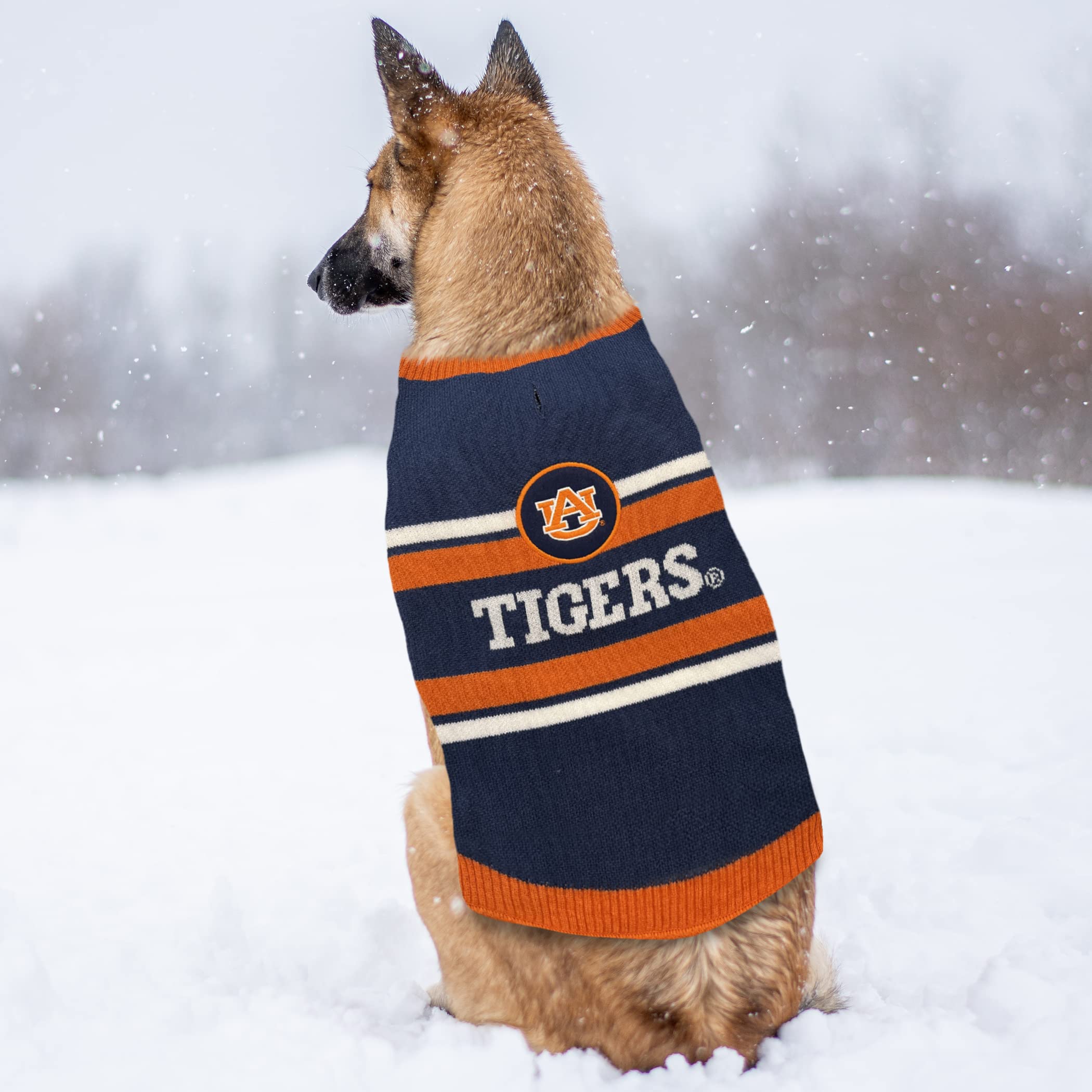 Pets First NCAA Auburn Tigers Dog Sweater, Size Small. Warm and Cozy Knit Pet Sweater with NCAA Team Logo, Best Puppy Sweater fo