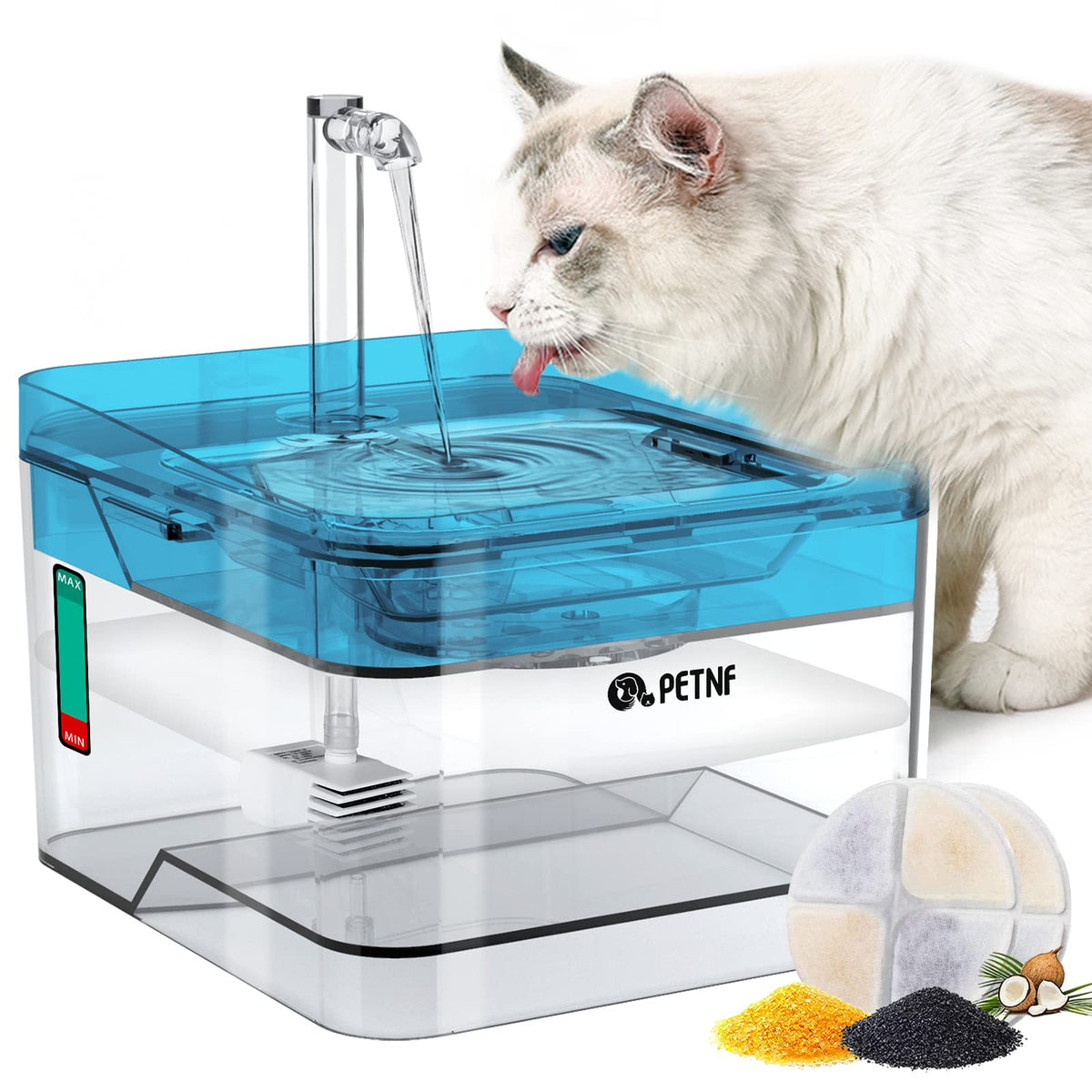 Cat Water Fountain, Pet Water Fountain 101Oz/3L Dog Cat Water Dispenser, Smart Pump With Led Light,Ultra Quiet Automatic Cat Dri