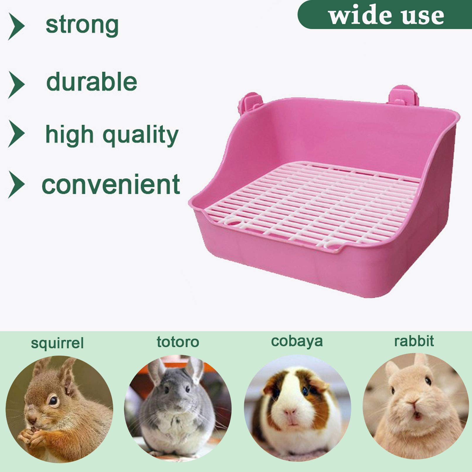 Hamiledyi Rabbit Litter Box, Plastic Rectangular Cage Toilet, Bunny Potty Trainer Corner, Small Pets Bedding Litter Box For Chinchilla Guinea Pig Ferret Hedgehog (Pink)