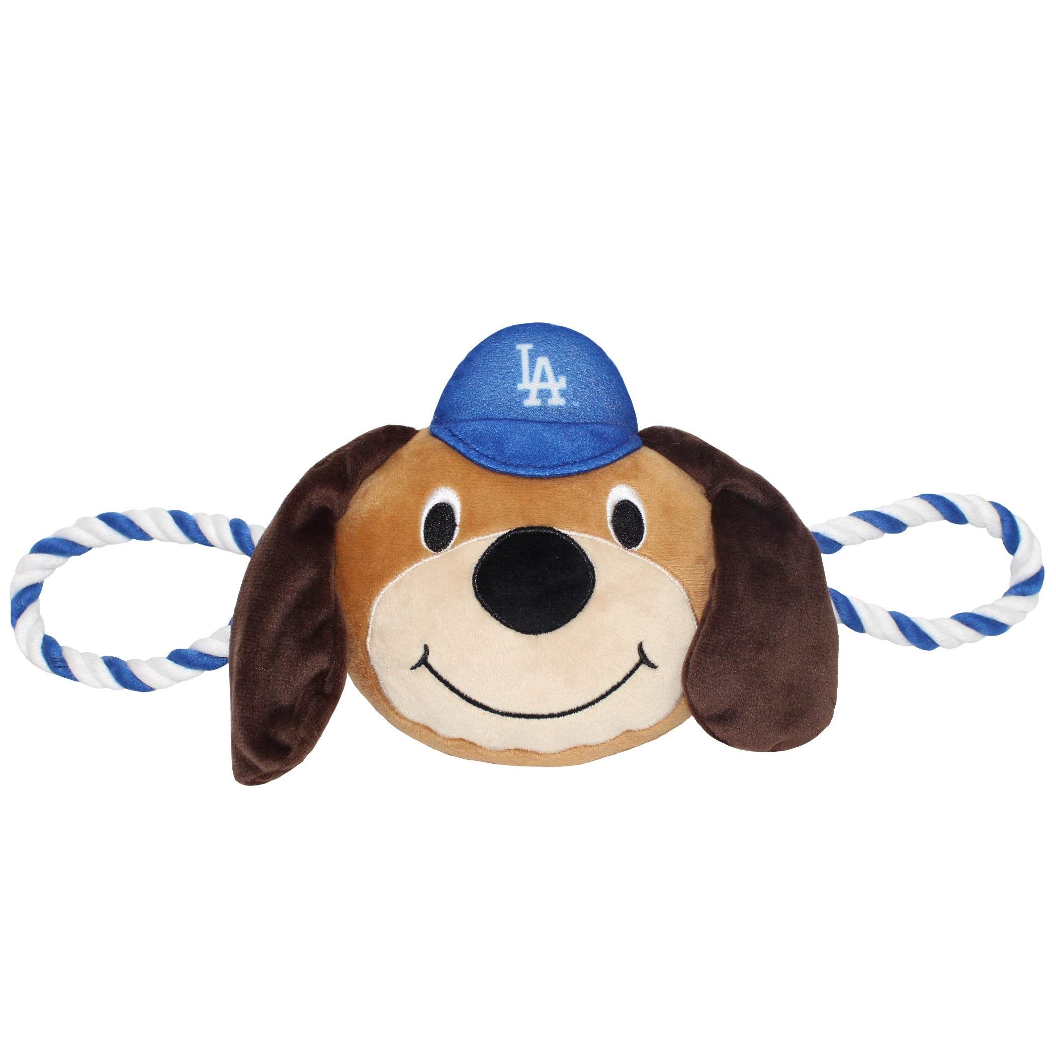 Pets First Mlb Los Angeles Dodgers Nylon Mascot Dog Toy With Tough Dog Ropes & Inner Squeaker In Bright Team Colors