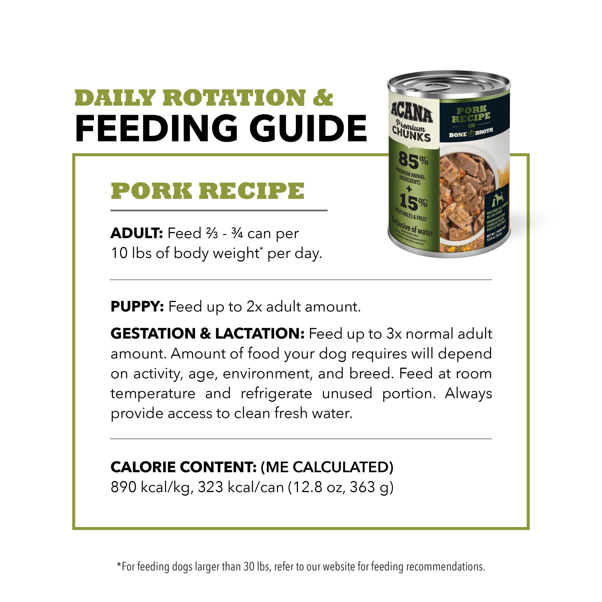 ACANA Premium Chunks in Bone Broth Grain-free Wet Dog Food Pork Recipe 12.8oz Cans (12 Count)