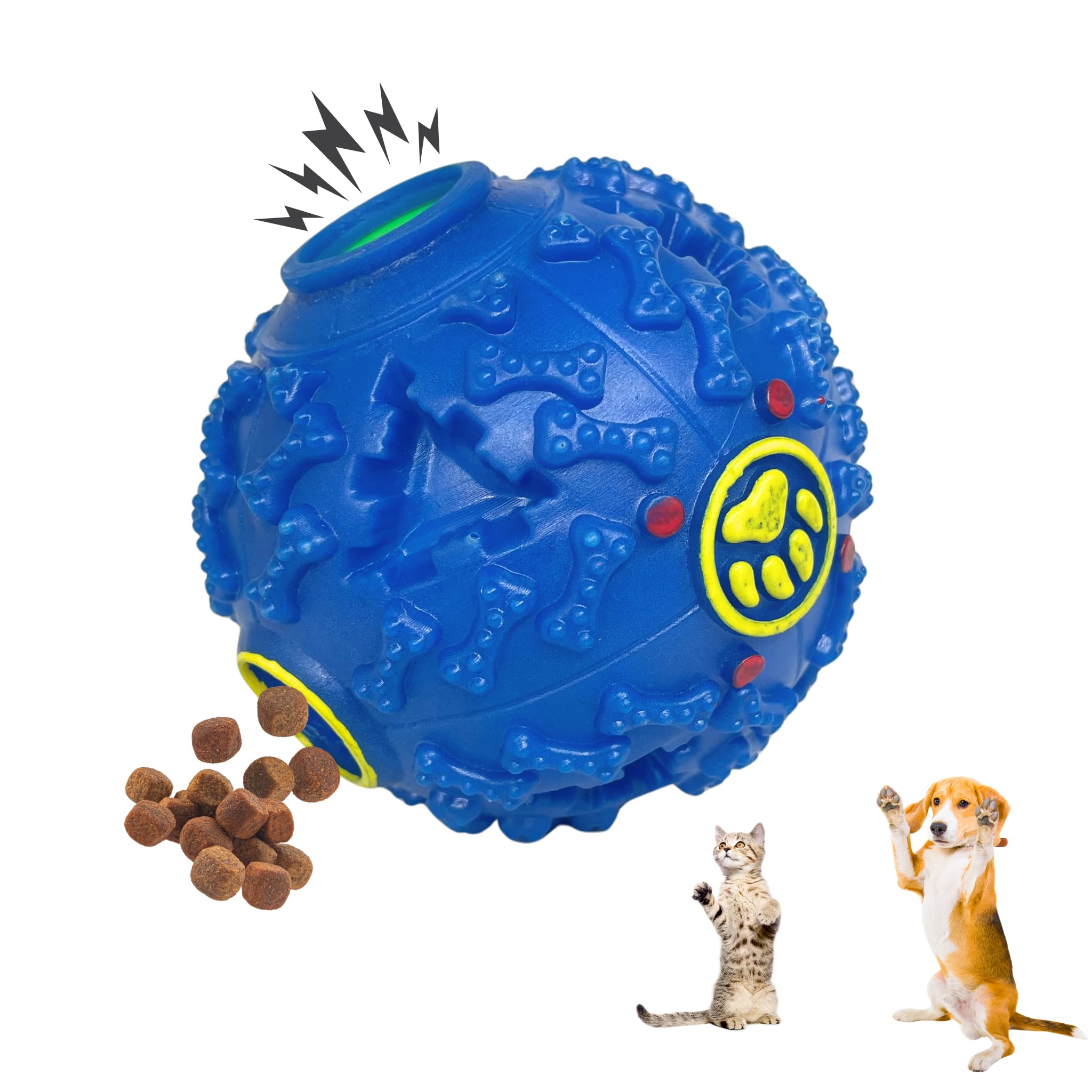 Paw N Pet Durable Pet Interactive IQ Training Treat Dispensing Dog Ball Toy | Squeaky Ball | NonToxic Durable Hard Plastic Mate