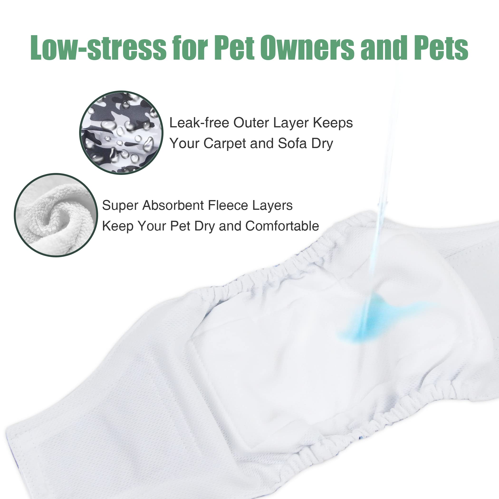 wegreeco Washable Male Dog Diapers (Pack of 3) - Washable Male Dog Belly Wrap (Camo, XXL)