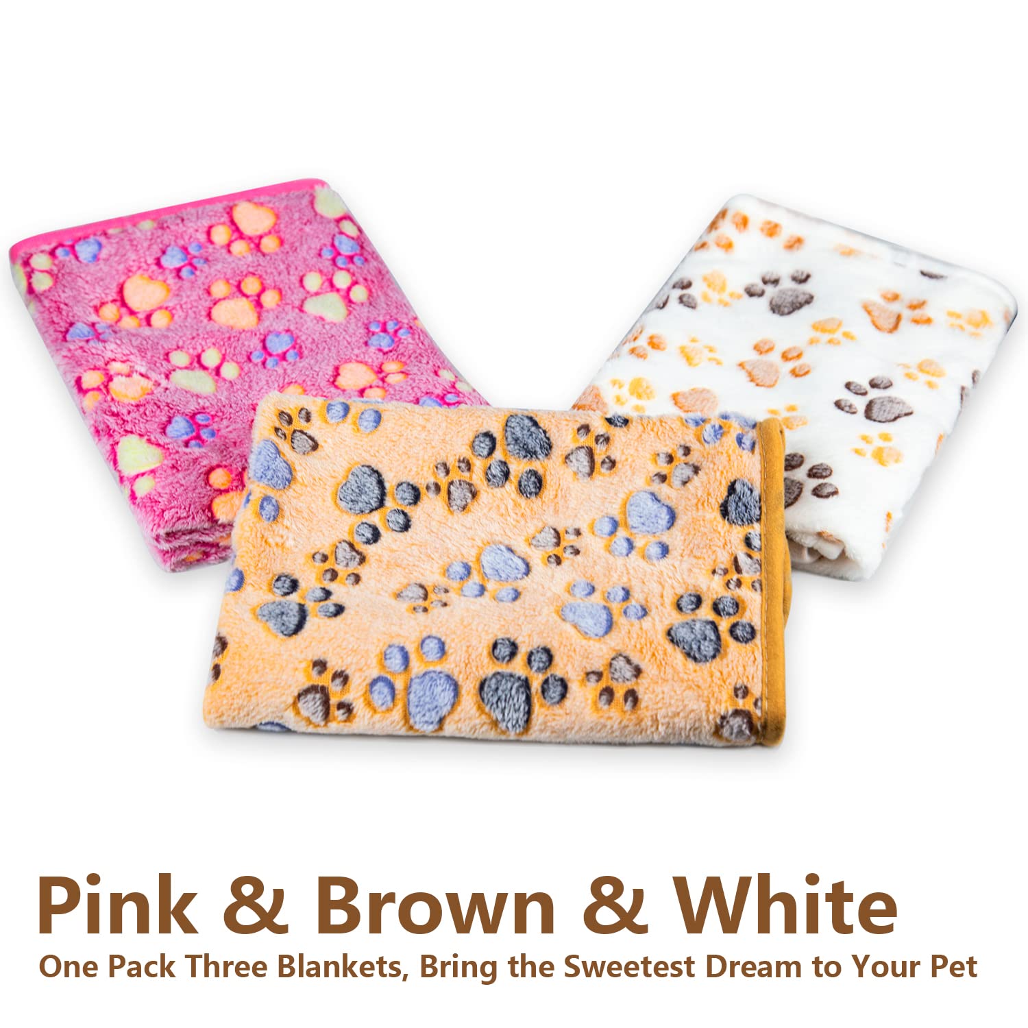 LeapSheep Pet Blankets for Dogs Cats - 3Pack Heart Pattern Super Soft Fluffy Dog Blankets for Small Medium Large Doggy Kitten (P