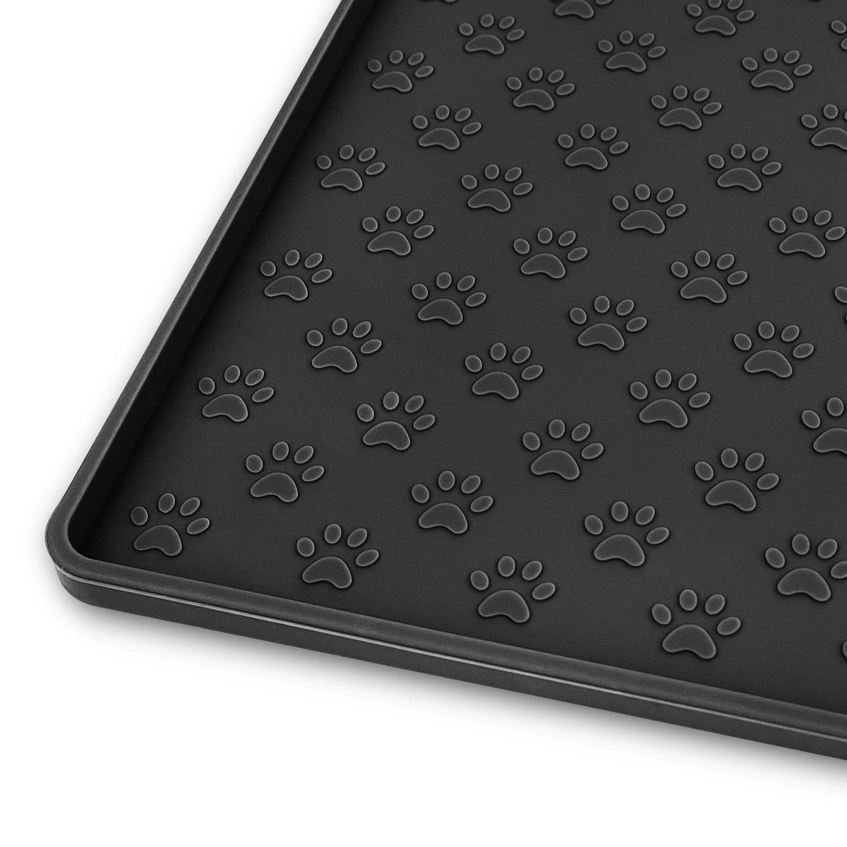 Ptlom Pet Placemat For Dog And Cat, Mat For Prevent Food And Water Overflow, Suitable For Small, Medium And Big Pet,24.5' 16.5', Black