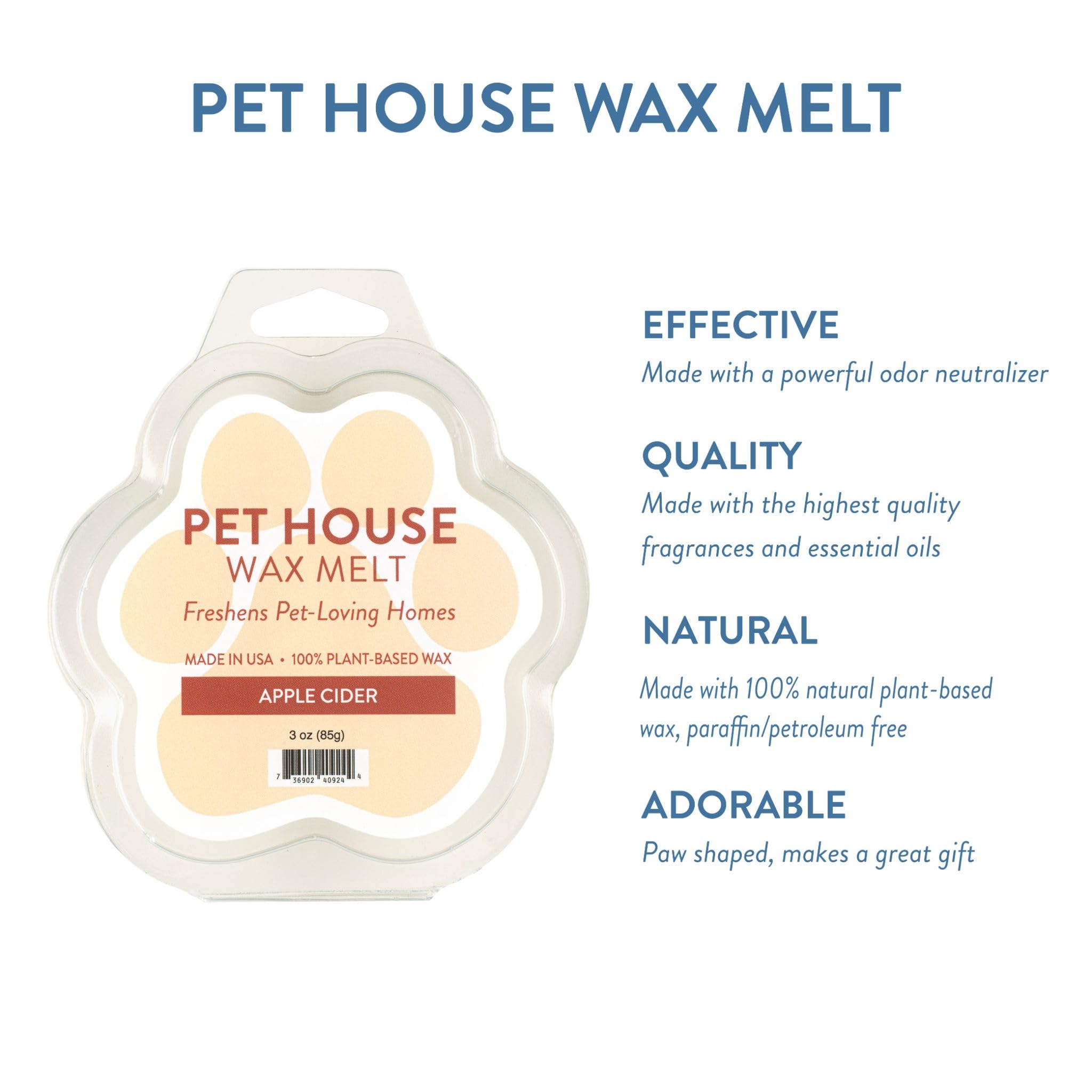 One Fur All 100% Natural Soy Wax Melts In 20+ Fragrances, Pack Of 2 By Pet House - Long Lasting Pet Odor Eliminating Wax Melts, Non-Toxic Pet Wax Melts, Made In Usa (Apple Cider)